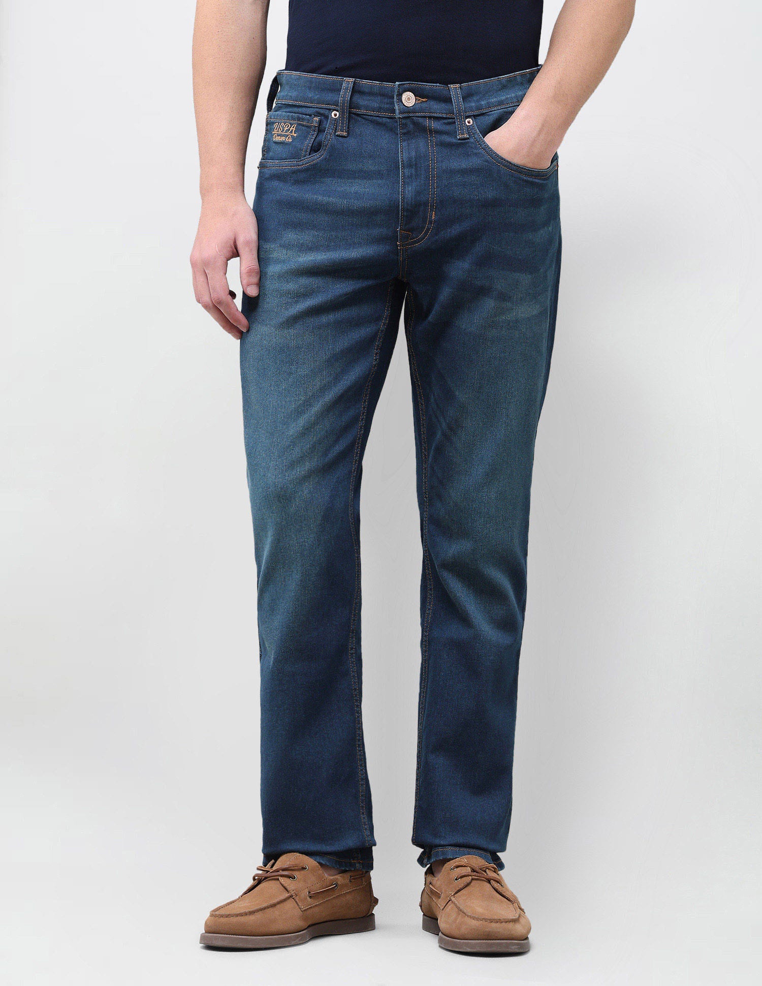 Solid Slim Fit Jeans Blue - U.S. Polo Assn. India | Large