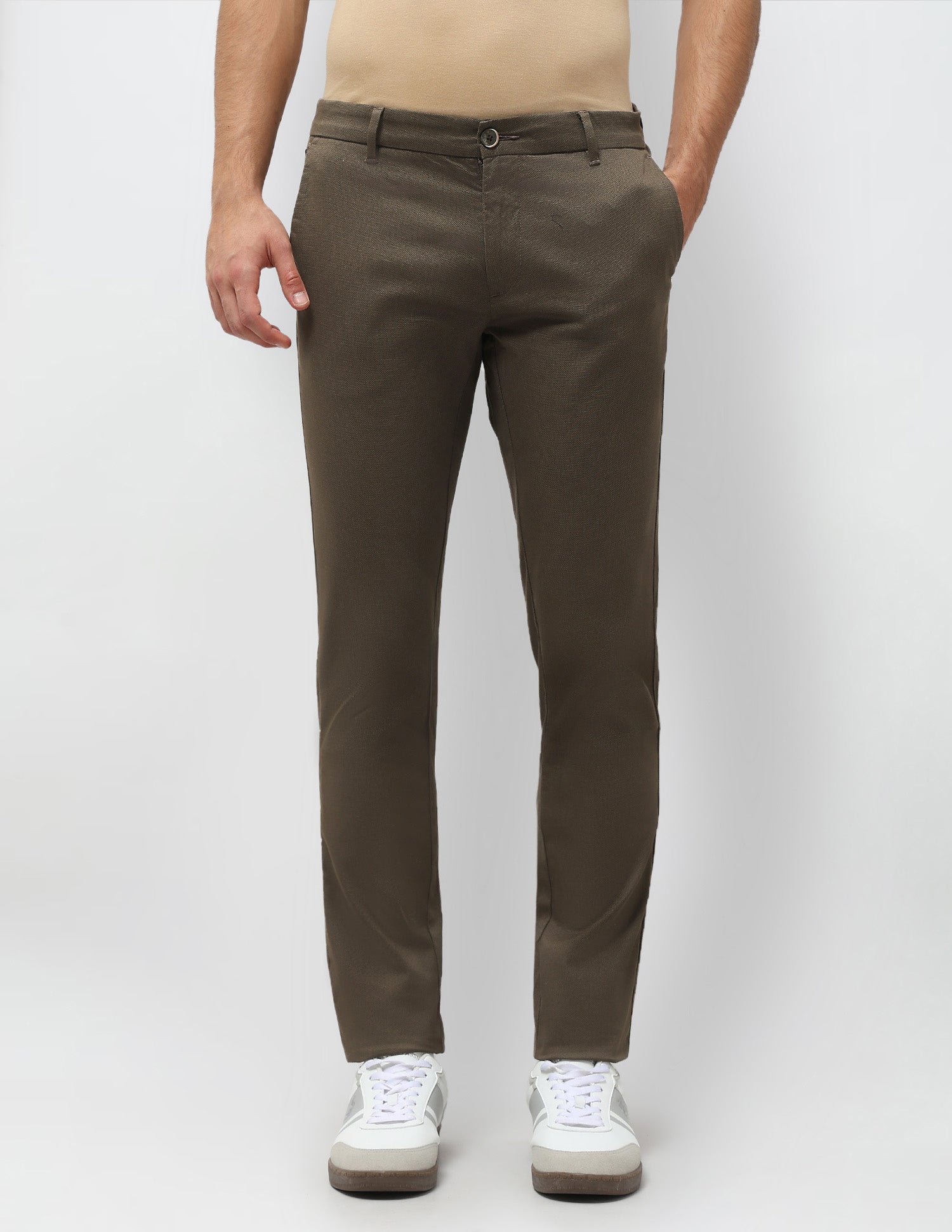 Slim Fit Textured Trousers Olive - U.S. POLO ASSN. | Large