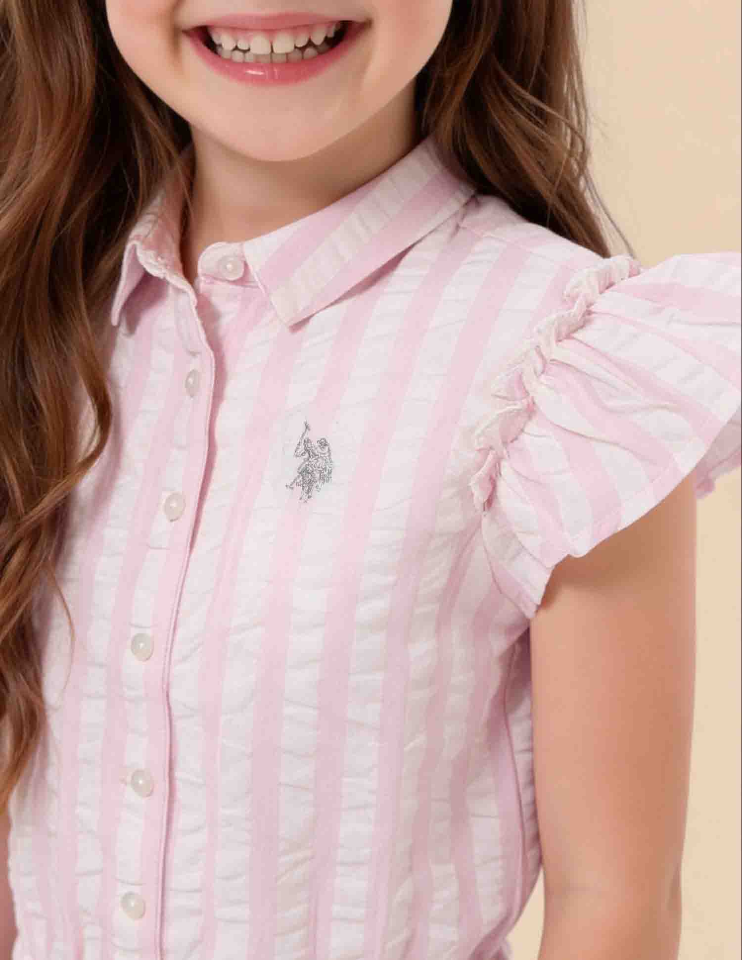 Vertical Striped Regular Fit Top Pink - U.S. Polo Assn. India | Large