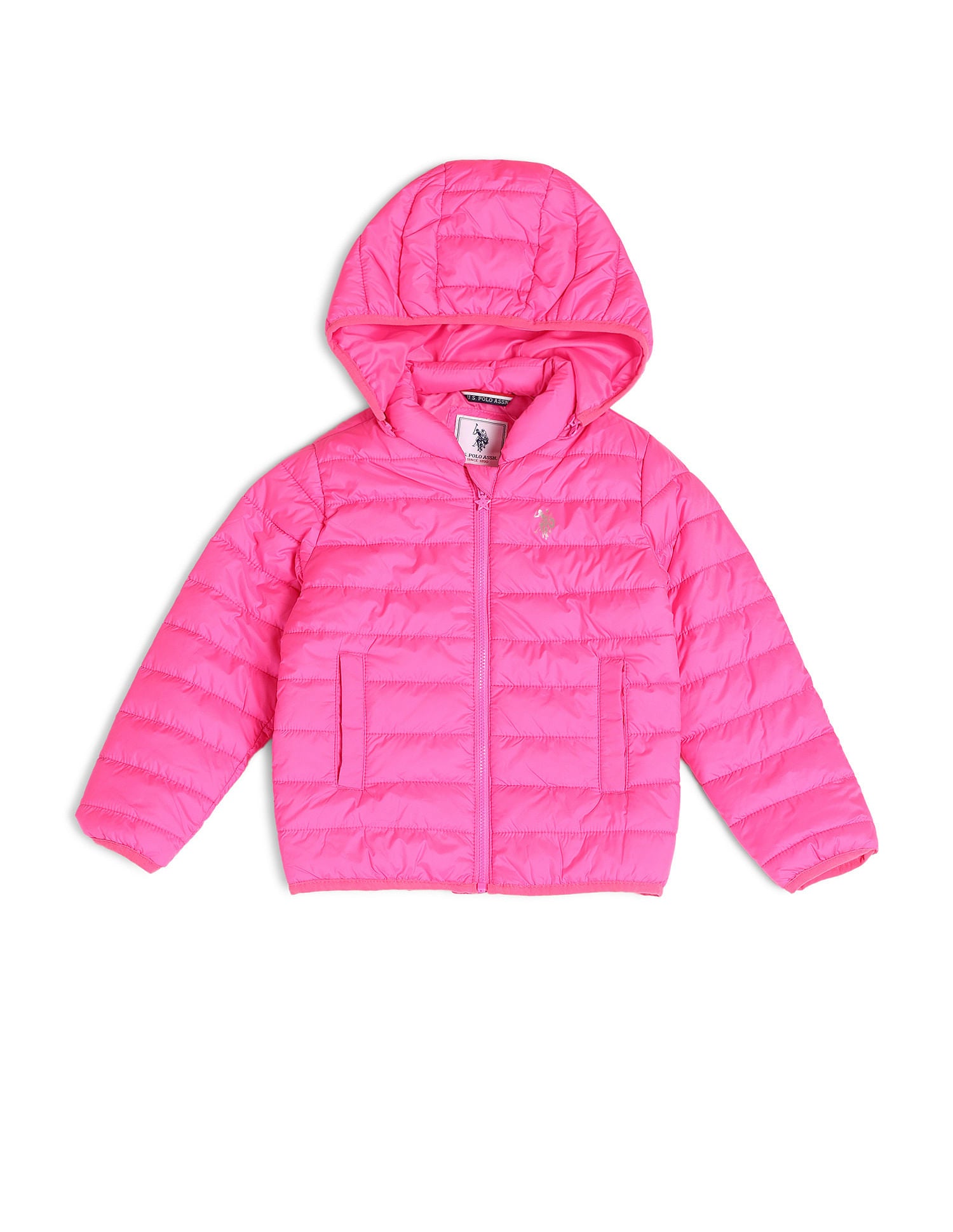 Girls Detachable Hood Puffer Jacket Pink - U.S. POLO ASSN. | Large
