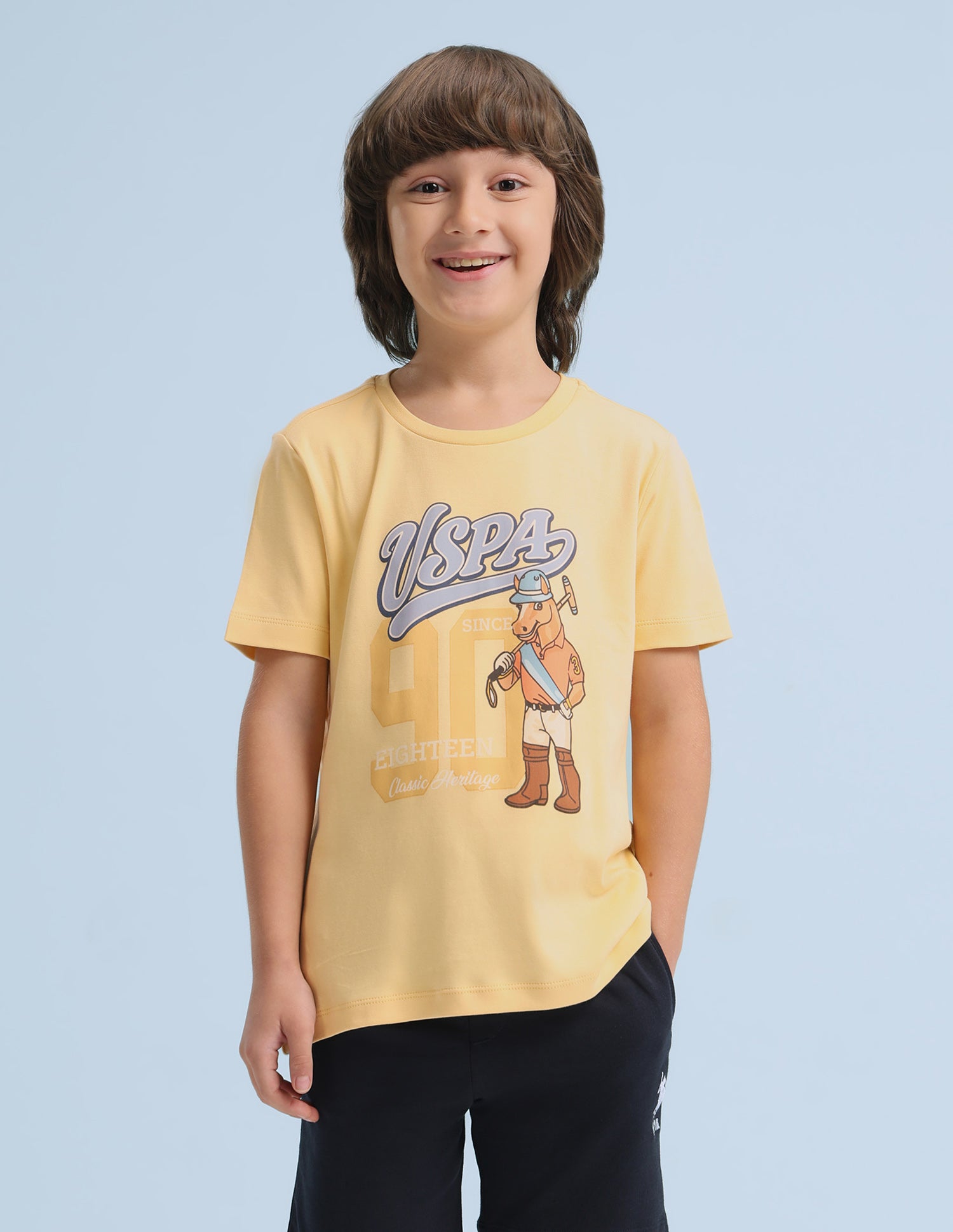 Graphic Brand Printed Regular Fit T-Shirt Yellow - U.S. Polo Assn. India | Large
