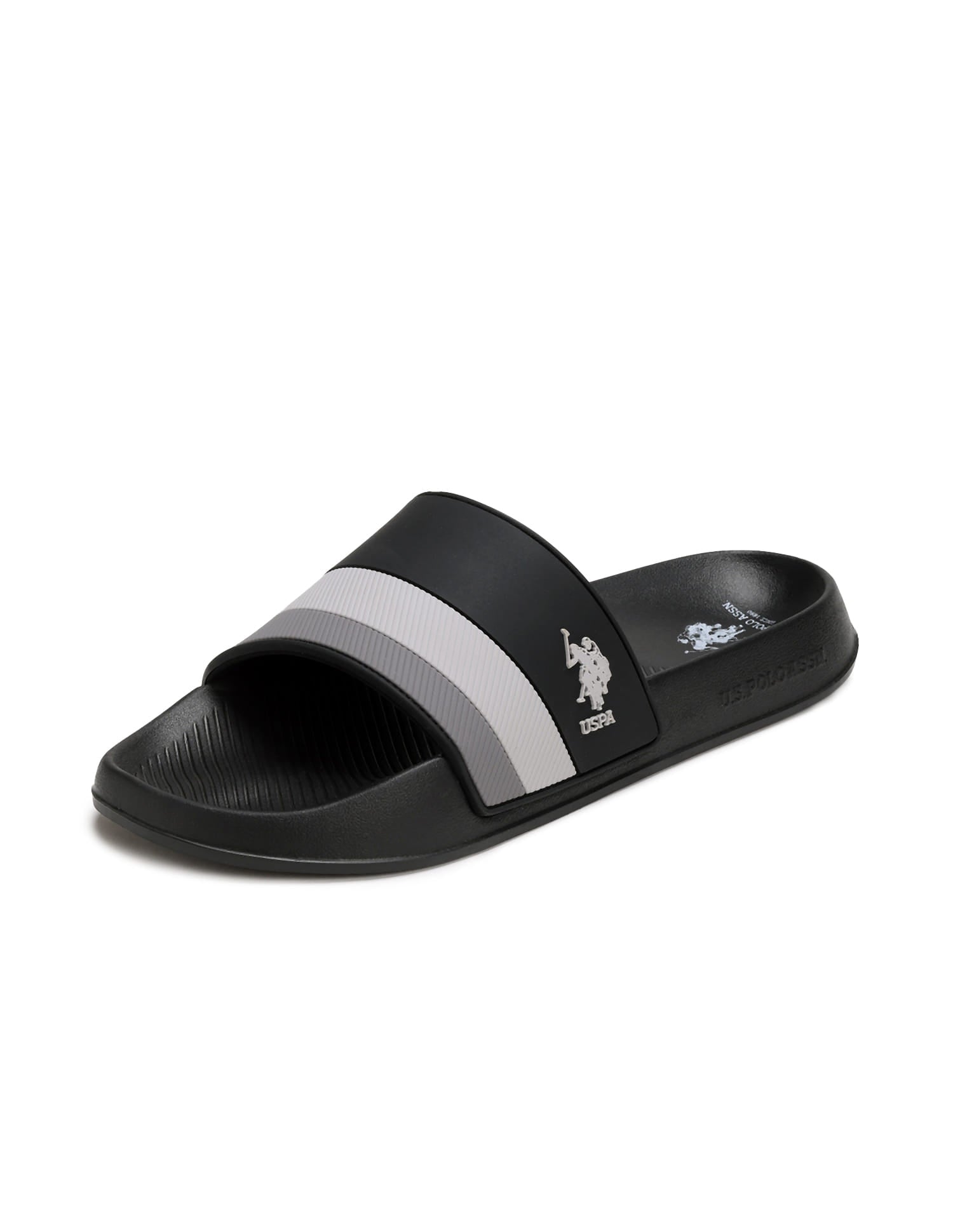 Men Arvana Colourblocked Sliders Black - U.S. Polo Assn. India | Large