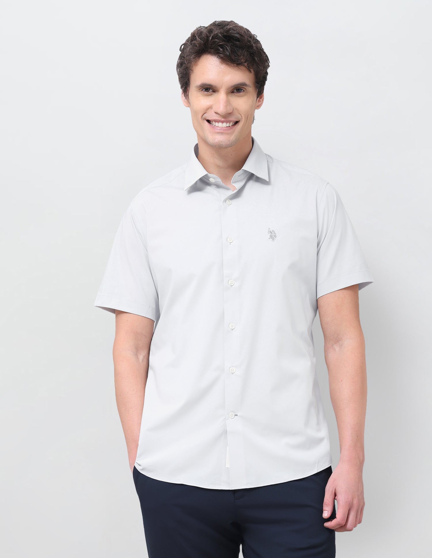 Solid Regular Fit Shirt Grey - U.S. Polo Assn. India | Large