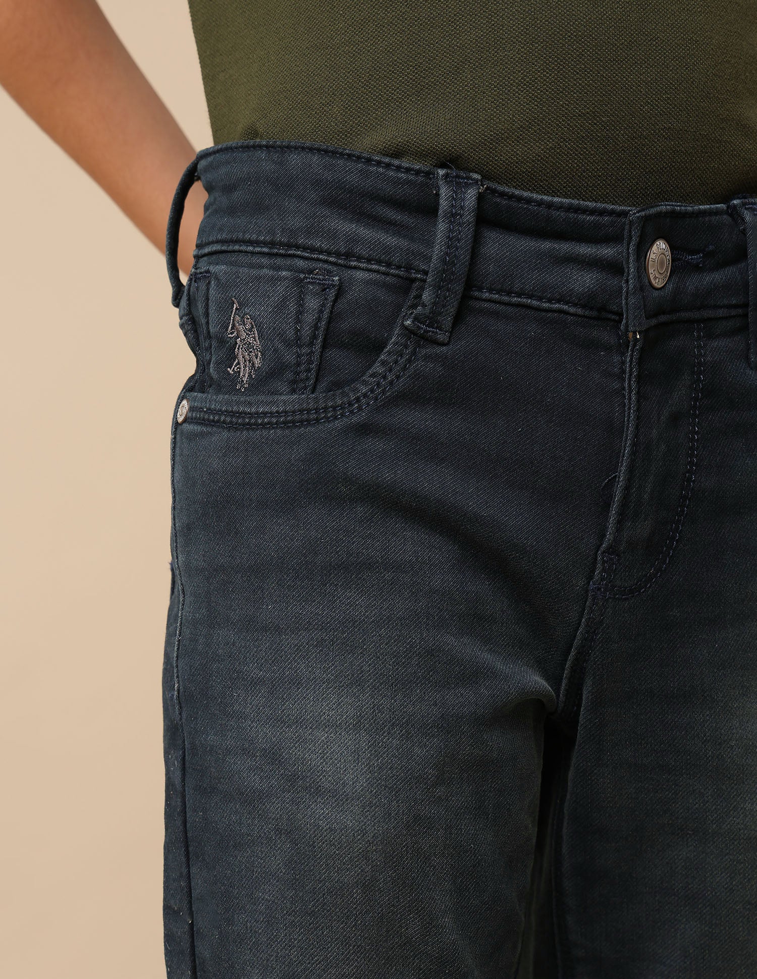 Boys Whiskered Slim Fit Jeans Dark Blue - U.S. POLO ASSN. | Large