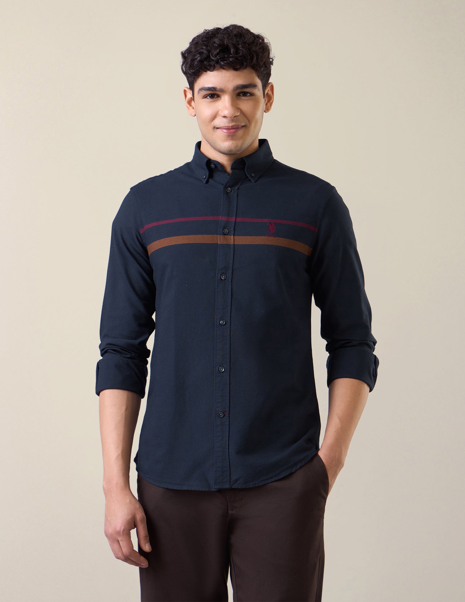 Oxford Tailored Fit Button-Down Shirt Navy - U.S. Polo Assn. India | Large