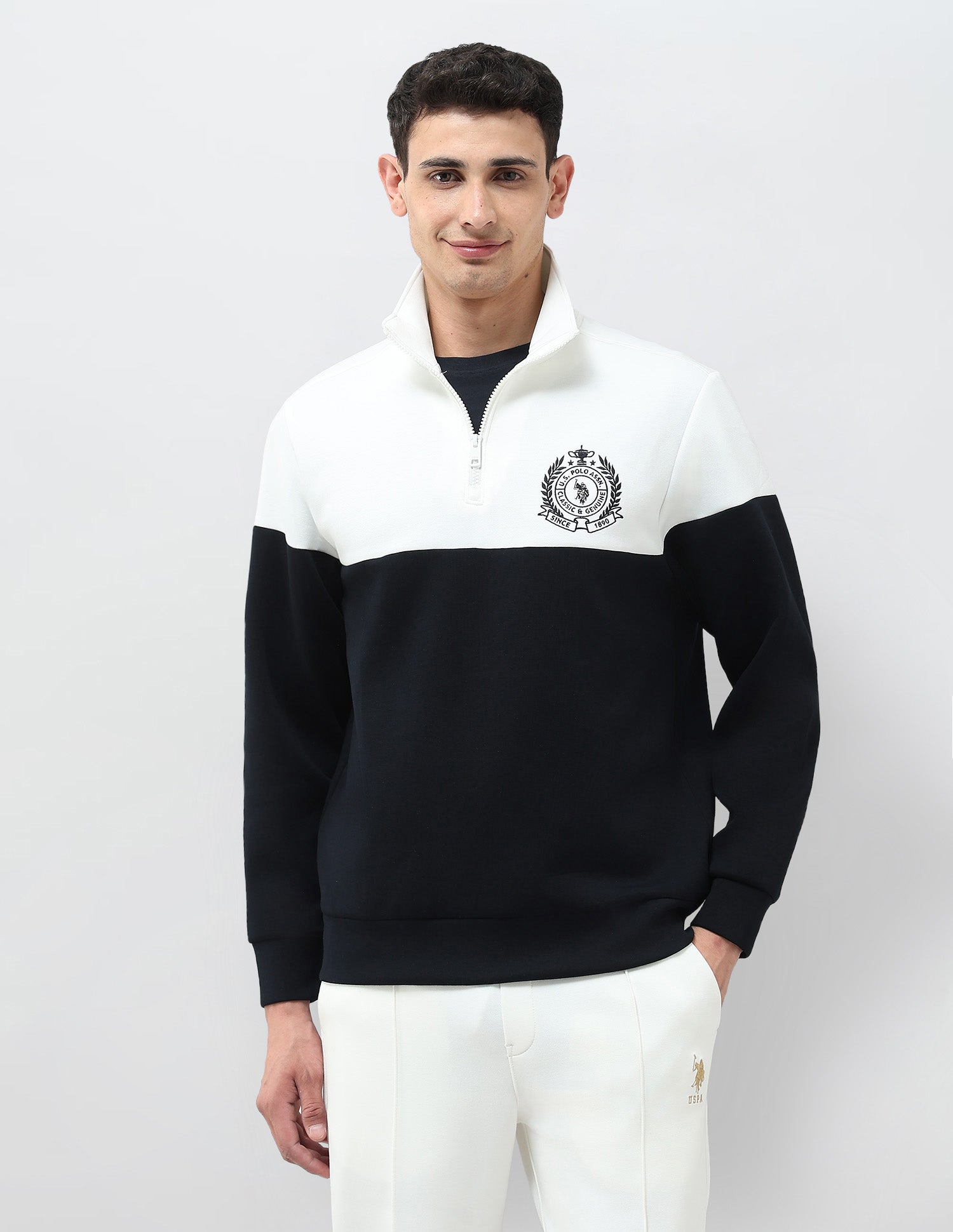 Colour Blocked Regular Fit Sweatshirt Navy - U.S. POLO ASSN. | Large