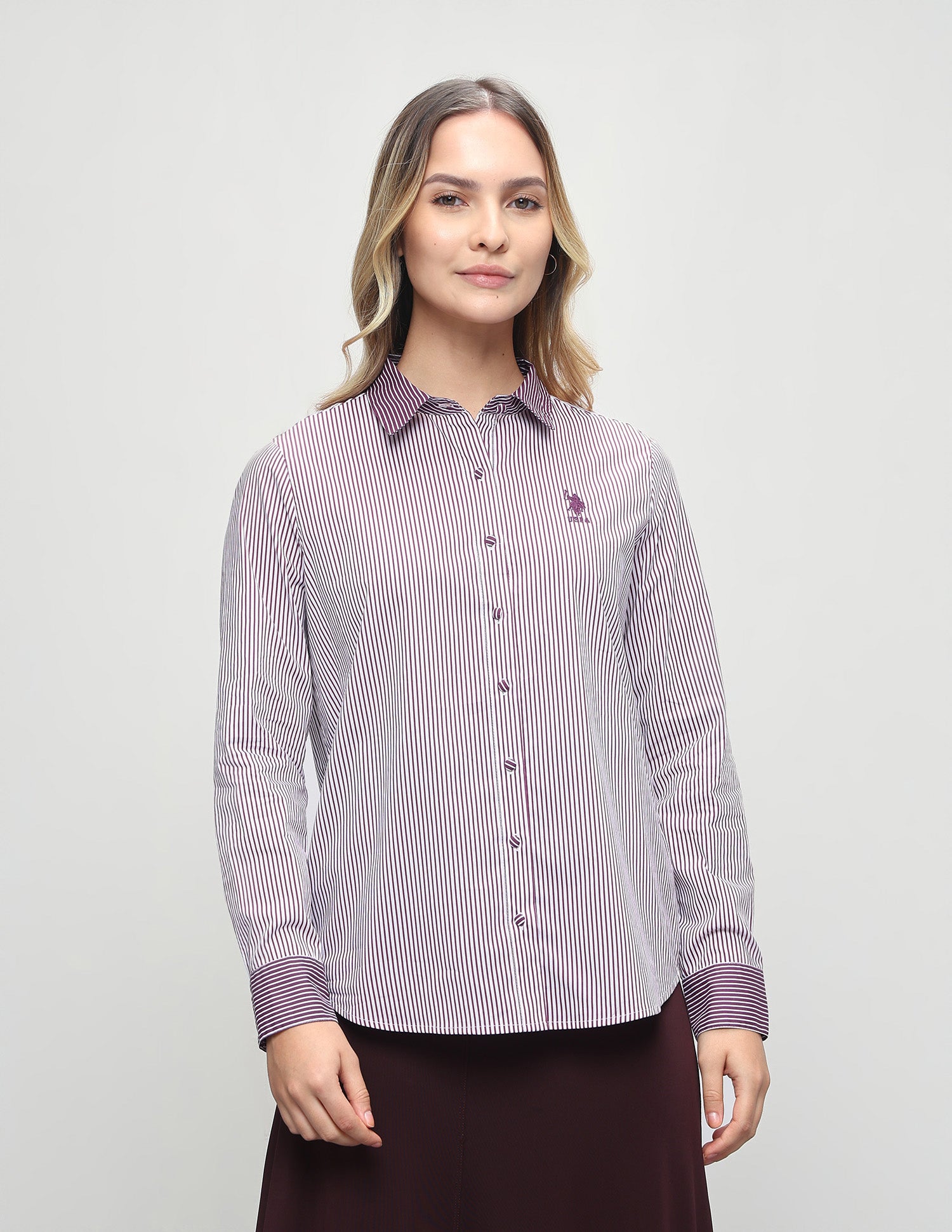 Vertical Striped Regular Fit Shirt Purple - U.S. Polo Assn. India | Large