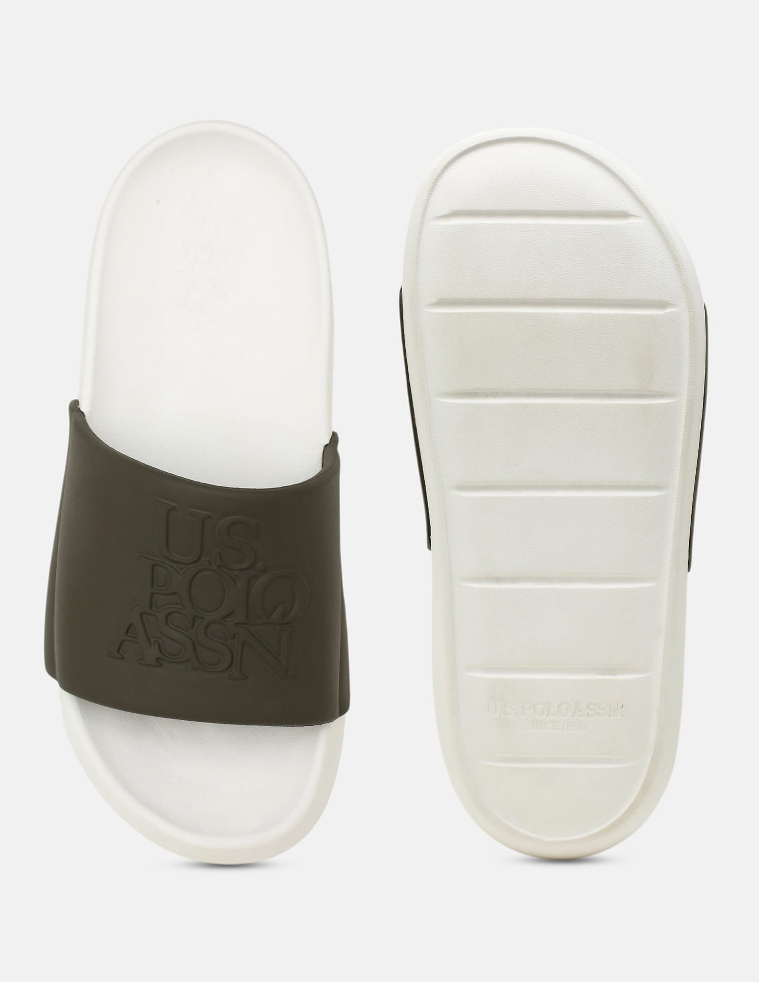 Brand Embossed Luna Sliders Off White - U.S. Polo Assn. India | Large
