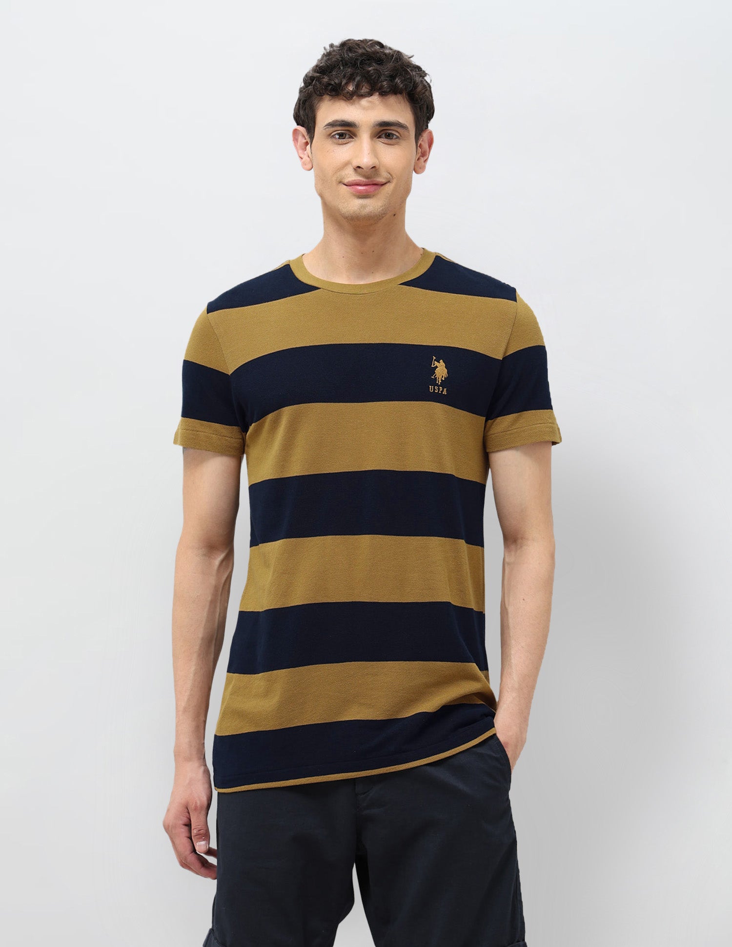 Horizontal Striped Slim Fit T-shirt Mustard - U.S. POLO ASSN. | Large