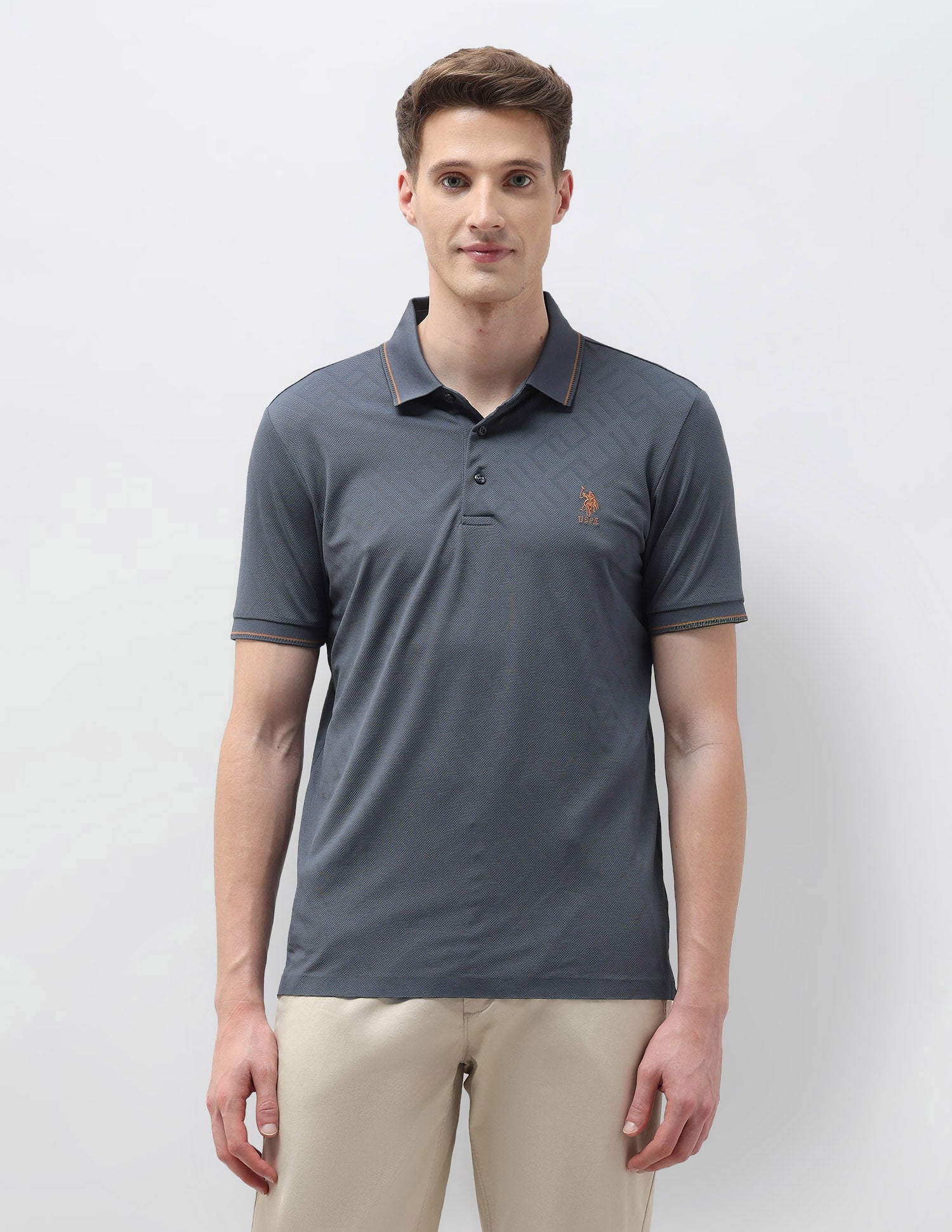 Textured Regular Fit Polo Shirt Dark Grey - U.S. POLO ASSN. | Large