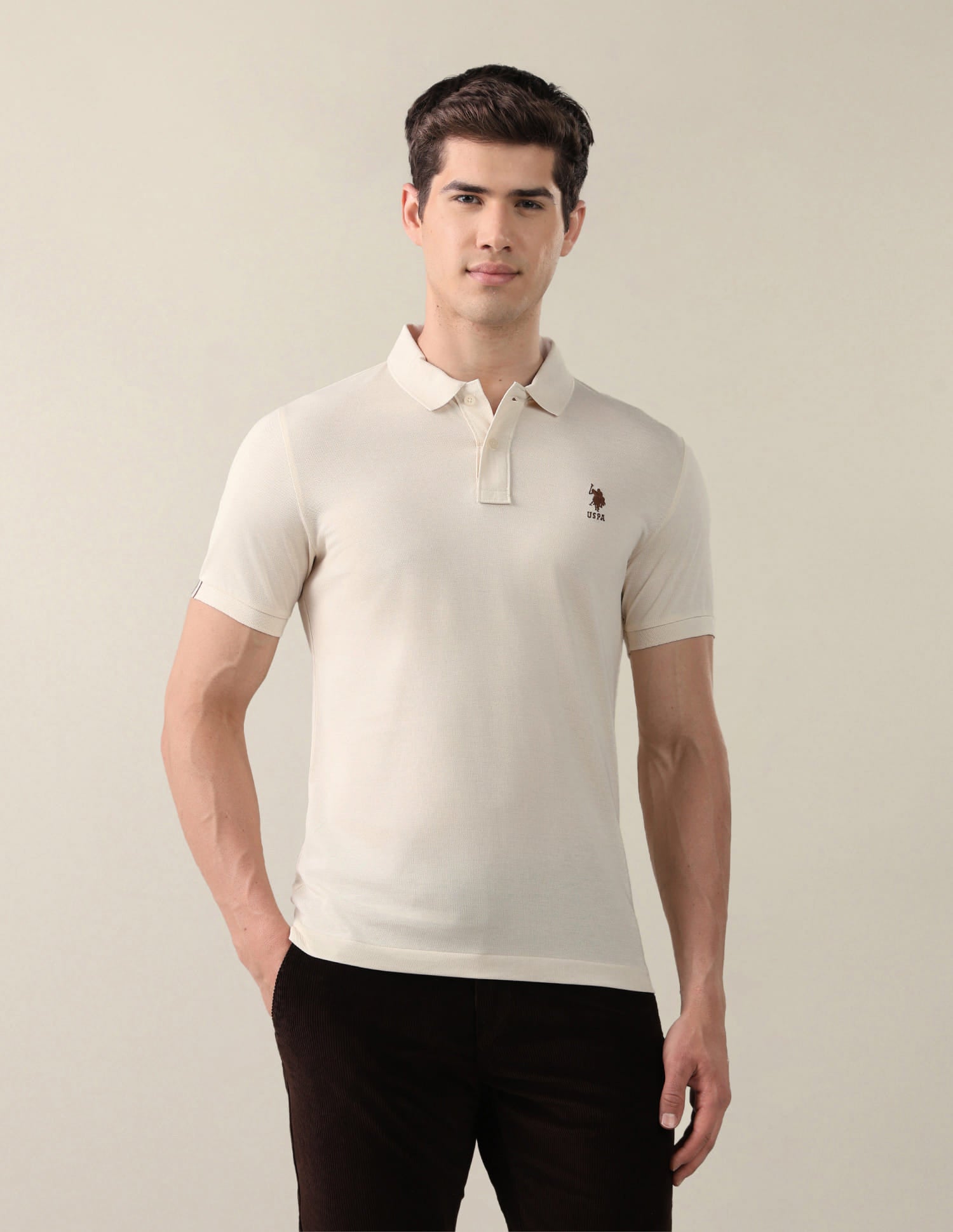 Brand Embroidered Slim Fit Polo Shirt White - U.S. Polo Assn. India | Large