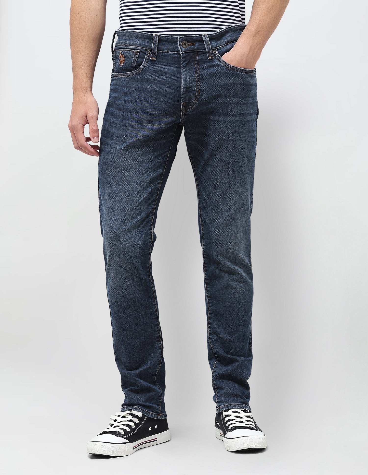 Brandon Slim Tapered Fit Blue Jeans Dark Blue - U.S. Polo Assn. India | Large