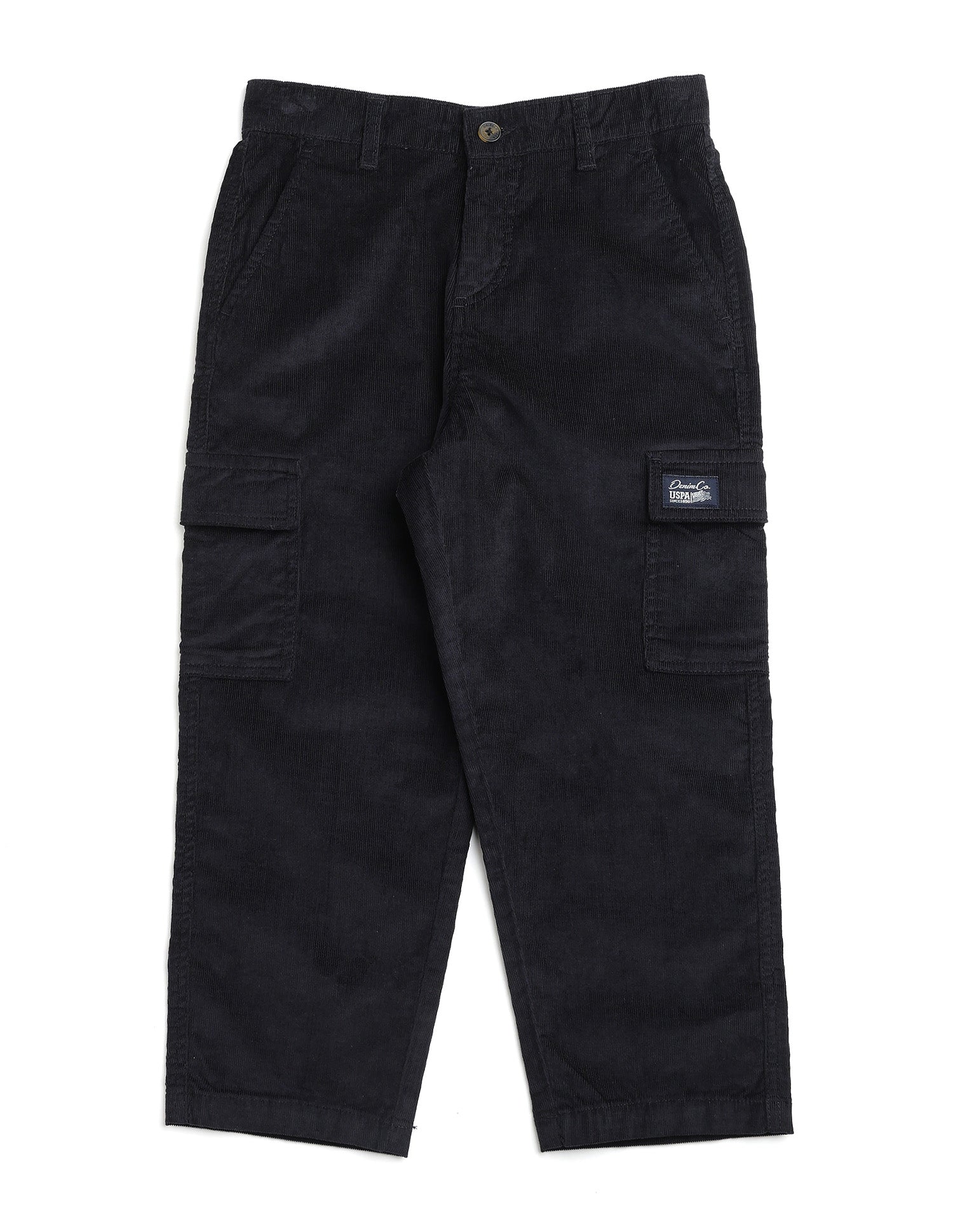 Boys Corduroy Relaxed Fit Cargo Trousers Navy - U.S. Polo Assn. India | Large