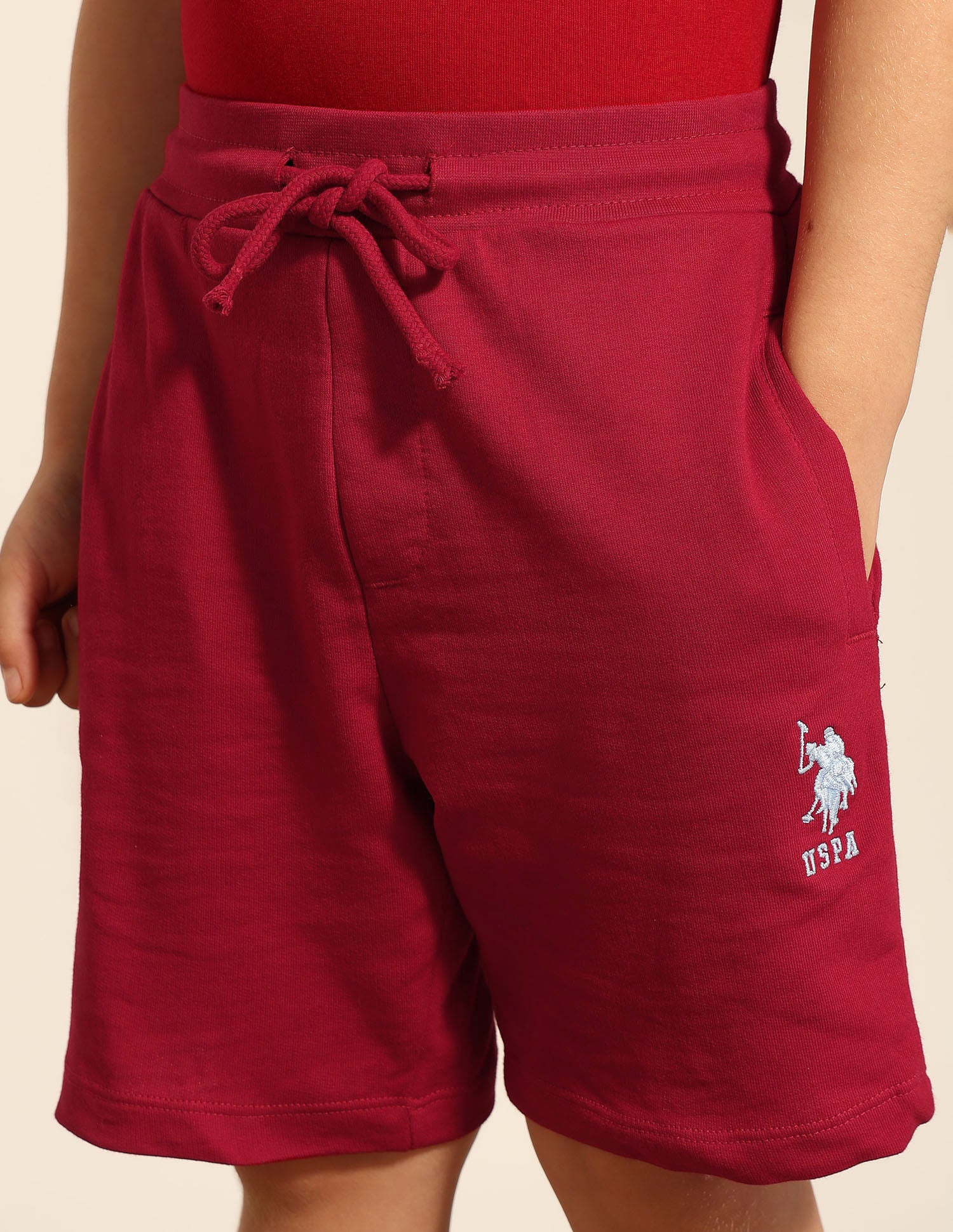 Boys Pure Cotton Mid Rise Shorts Red - U.S. POLO ASSN. | Large