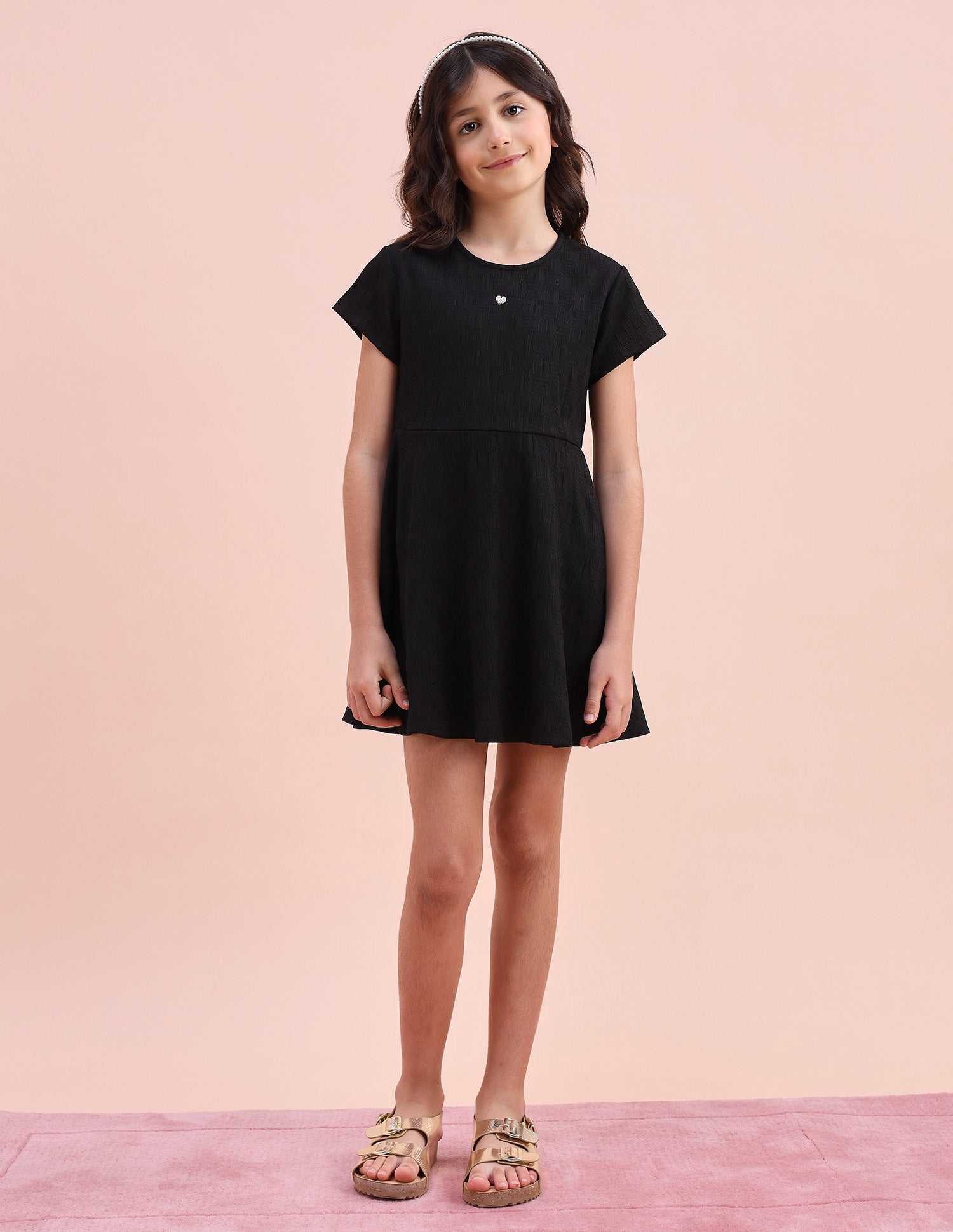 Girls Textured A-Line Dress Black - U.S. POLO ASSN. | Large