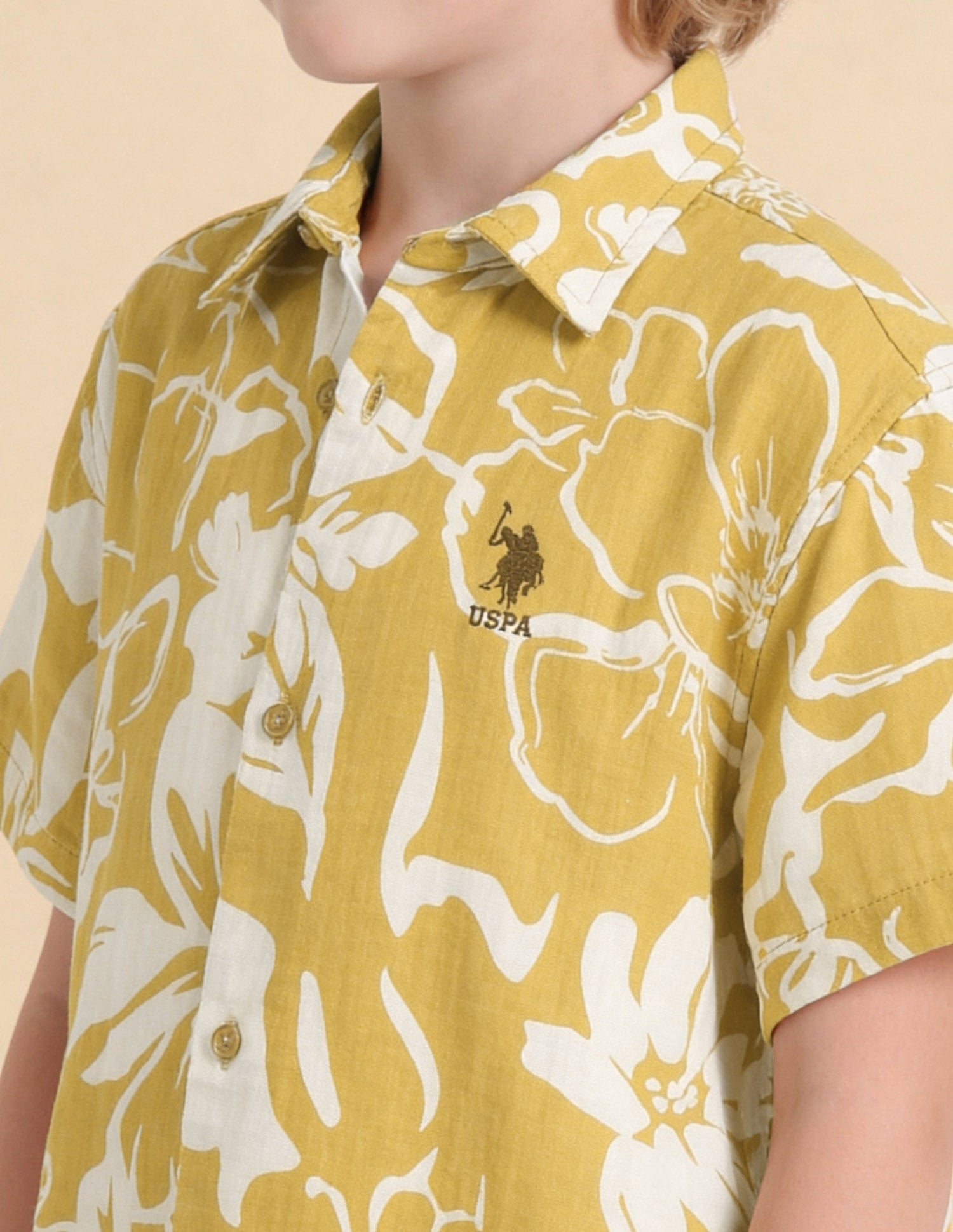 Floral Printed Boxy Fit Shirt Yellow - U.S. Polo Assn. India | Large