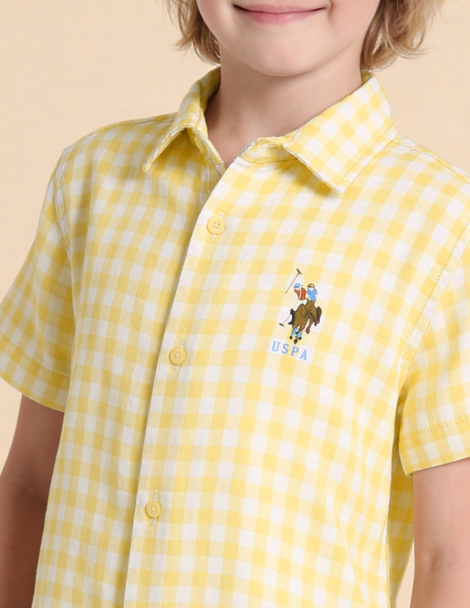 Gingham Checked Regular Fit Shirt Yellow - U.S. Polo Assn. India | Large