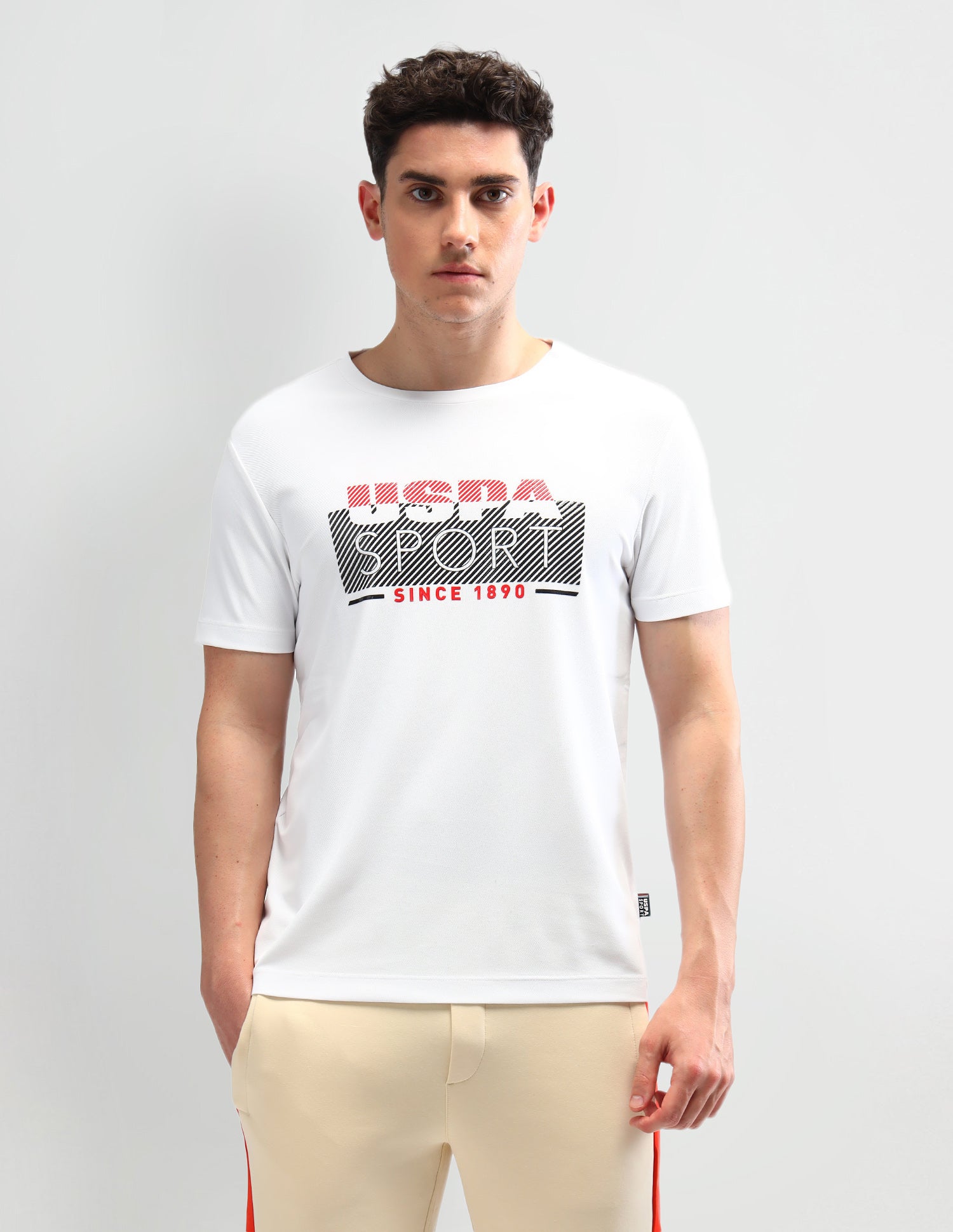 Brand Printed Slim Fit T-Shirt White - U.S. Polo Assn. India | Large