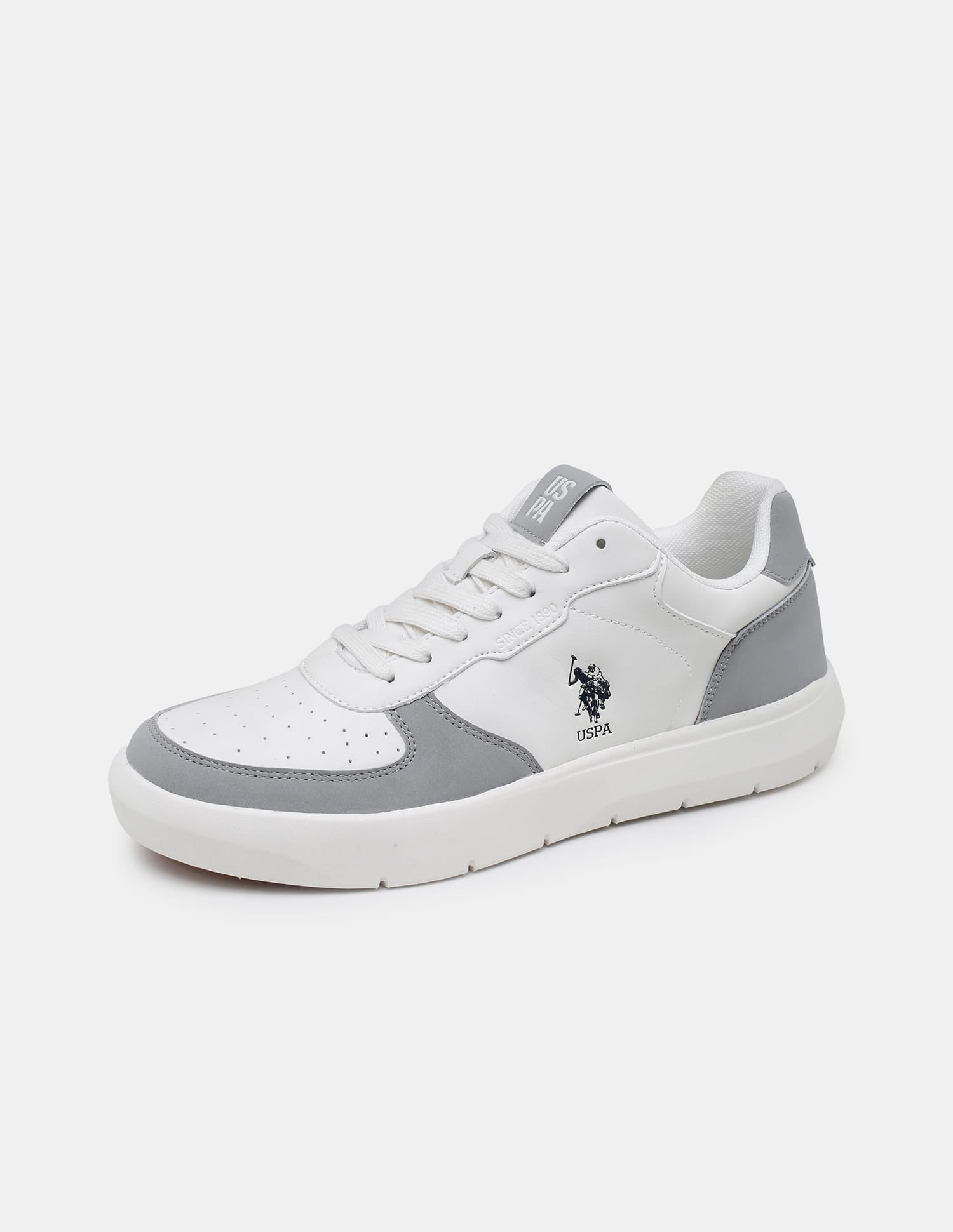 Colour Blocked Lace Ups Alec Sneakers White - U.S. Polo Assn. India | Large
