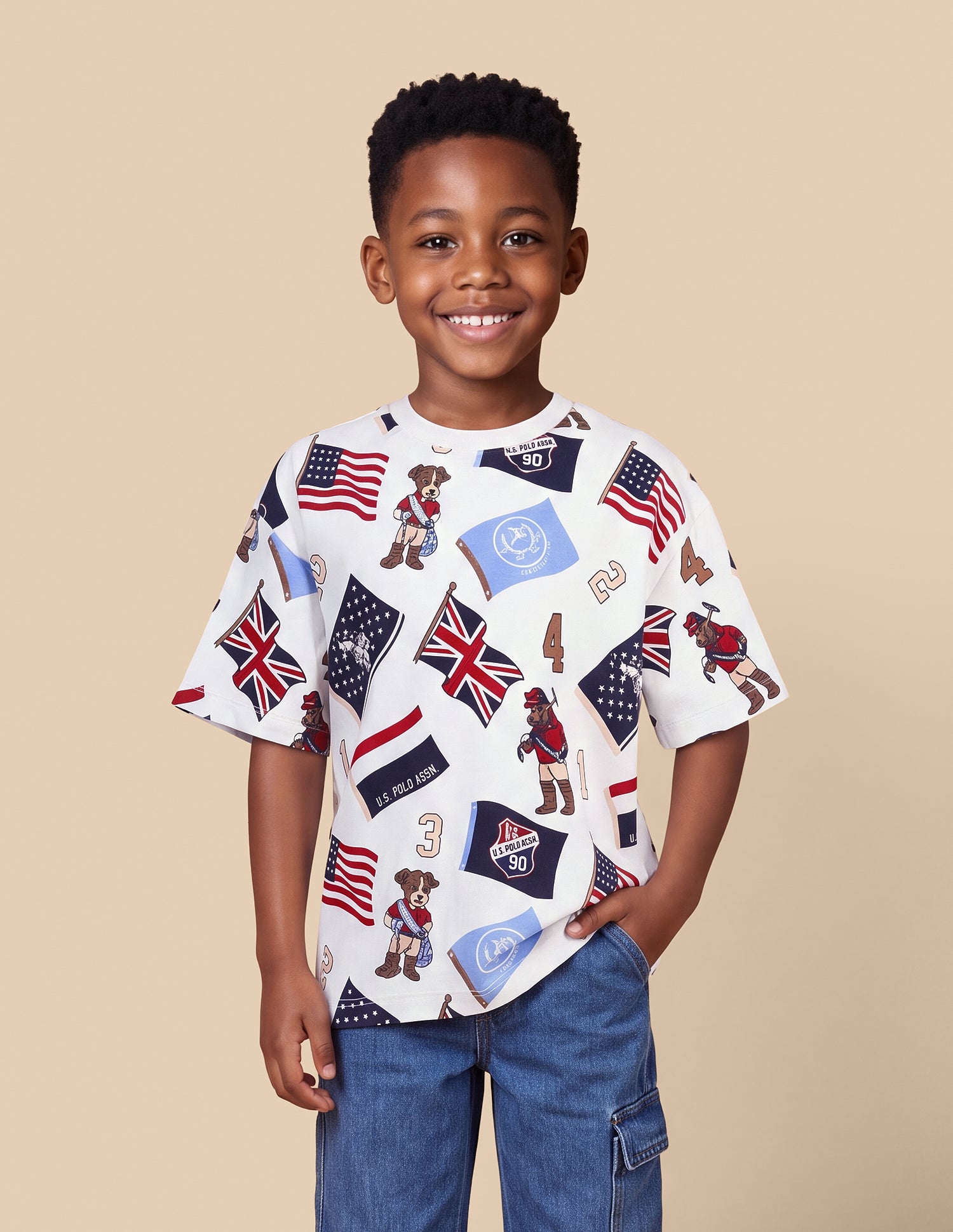 Graohic Brand Printed Regular Fit T-Shirt Off White - U.S. Polo Assn. India | Large