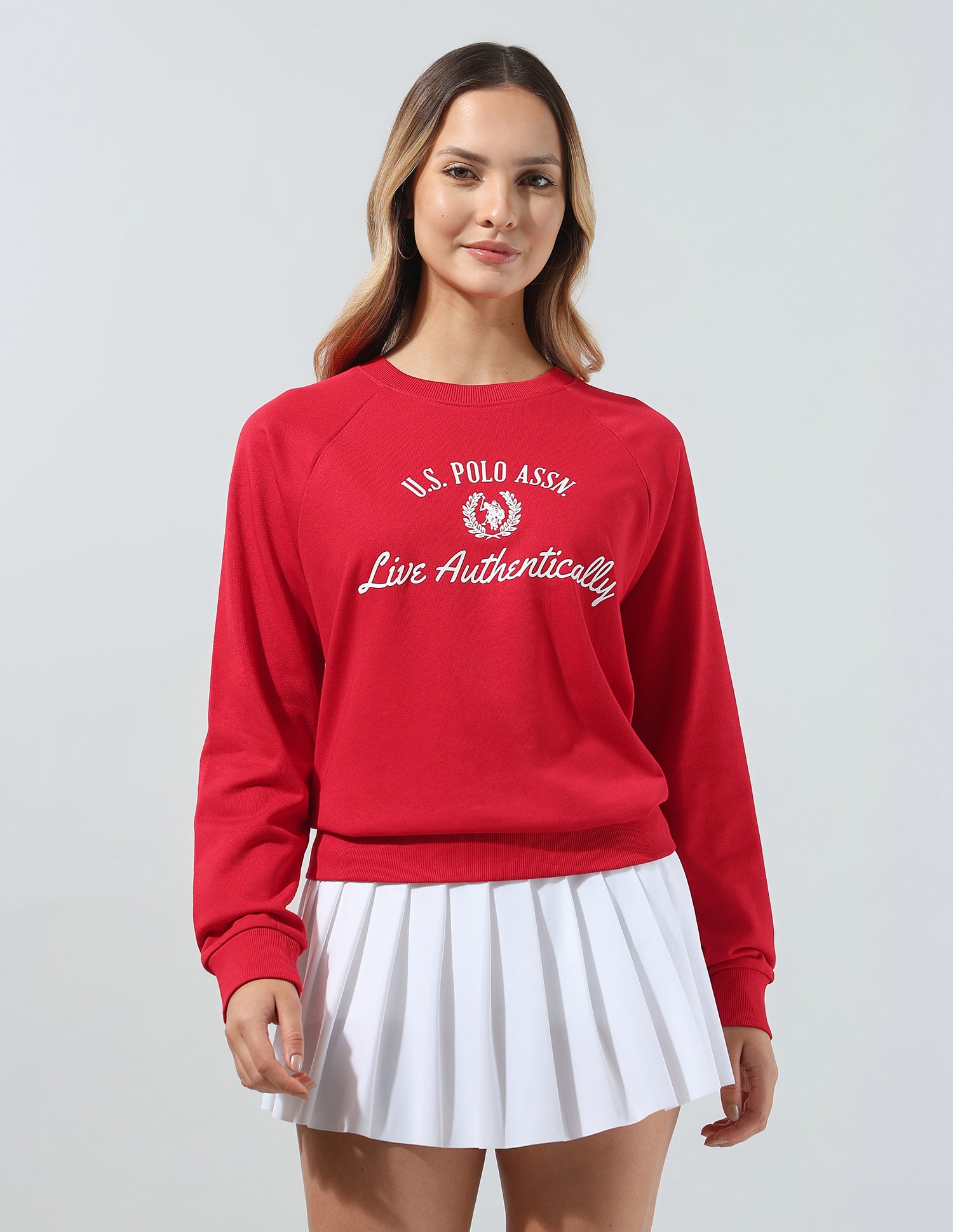 Brand Printed Relaxed Fit Sweatshirt Red - U.S. Polo Assn. India | Large