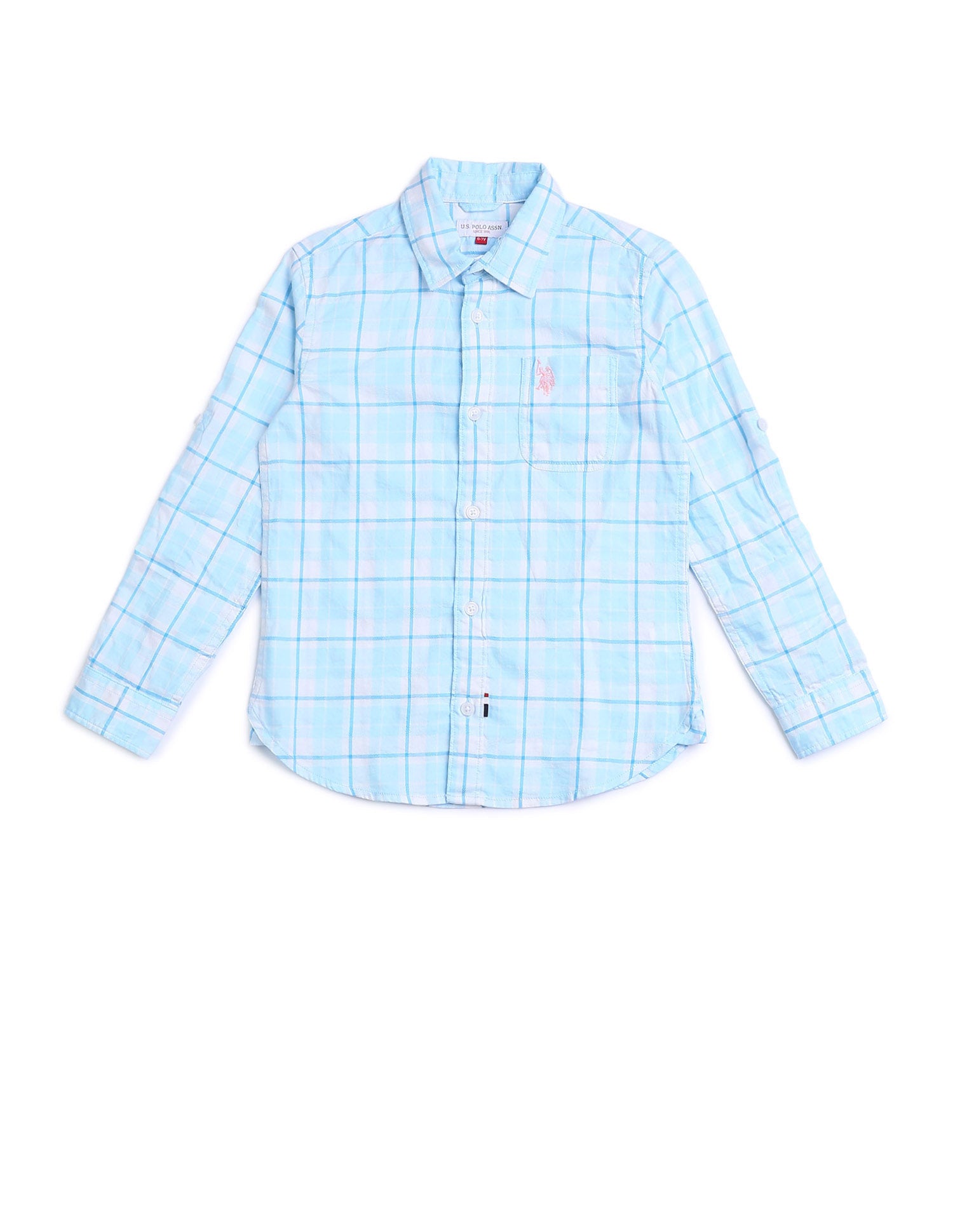 Boys Tartan Checked Regular Fit Shirt Blue - U.S. POLO ASSN. | Large