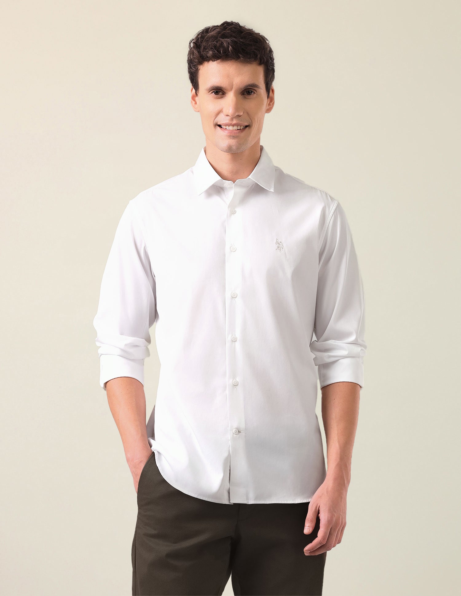 Solid Tailored Fit Shirt White - U.S. Polo Assn. India | Large