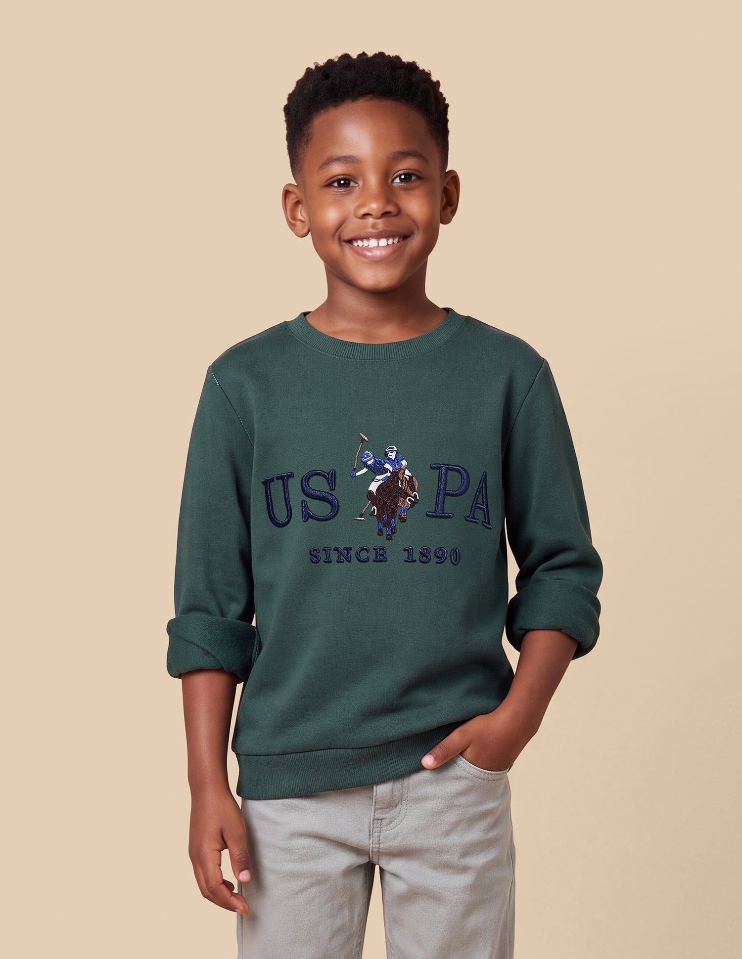 Brand Embroidered Regular Fit Sweatshirt Dark Green - U.S. Polo Assn. India | Large