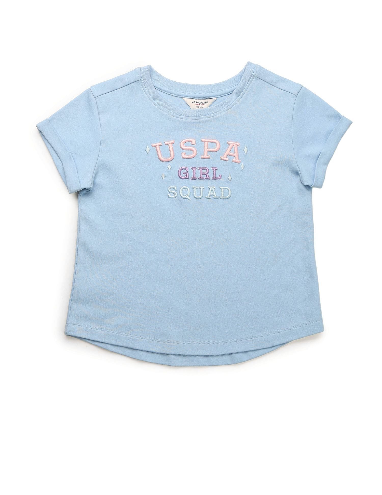 Girls Brand Embroidered Relaxed Fit T-Shirt Light Blue - U.S. POLO ASSN. | Large