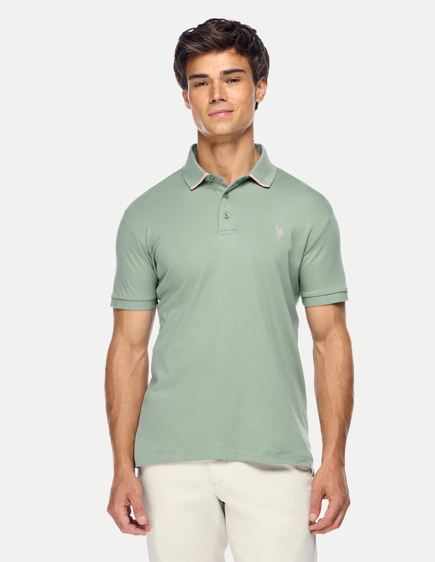 Solid Slim Fit Polo Shirt Light Green - U.S. Polo Assn. India | Large