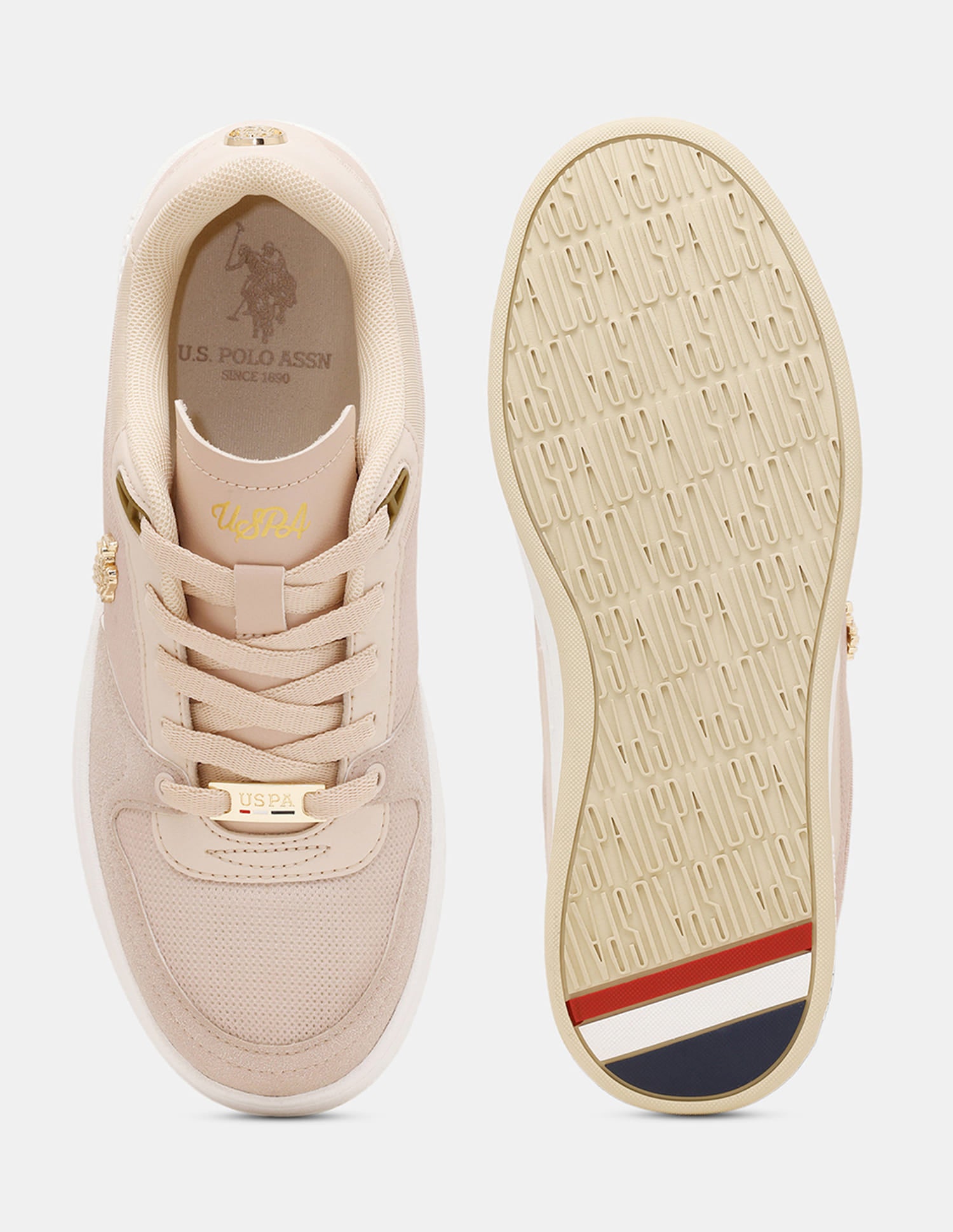 Women Della Round Toe Lace Ups Sneakers Nude - U.S. Polo Assn. India | Large