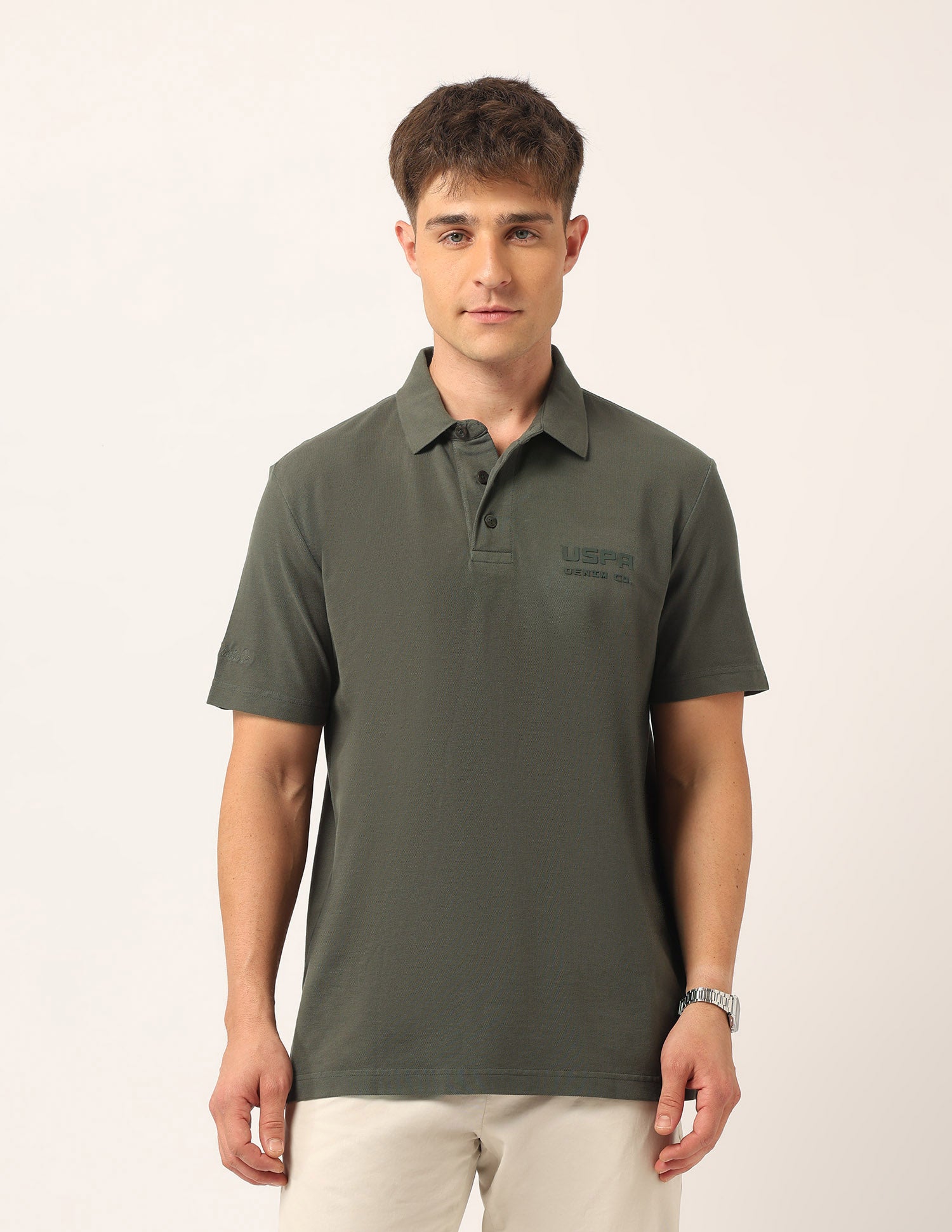 Solid Relaxed Fit Polo Shirt Grey - U.S. Polo Assn. India | Large