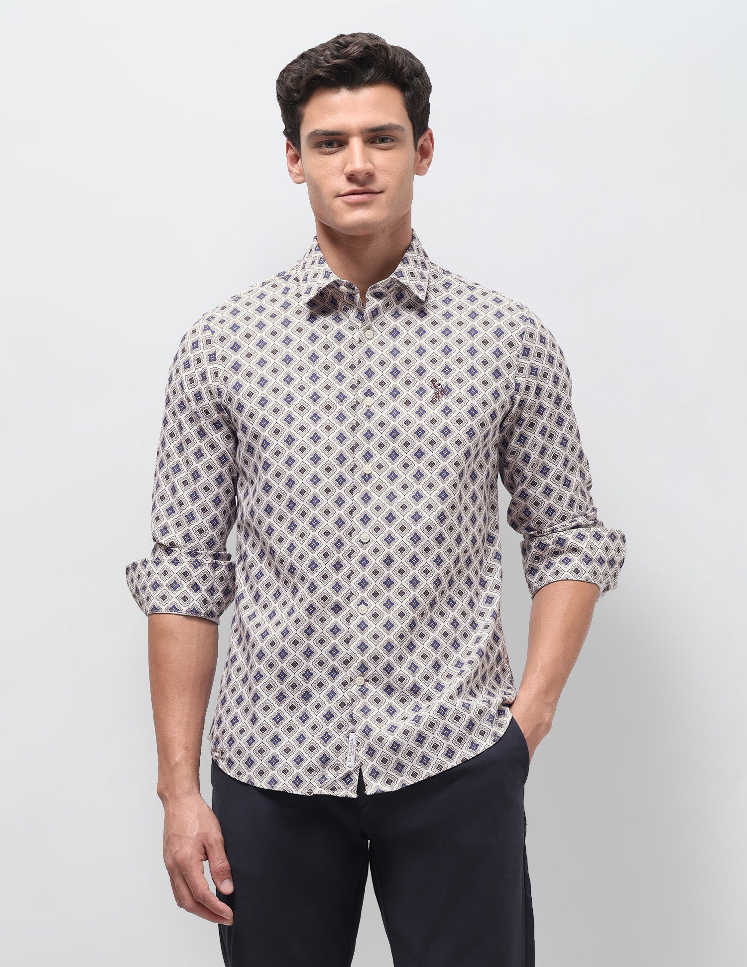 Dobby Regular Fit Shirt Brown - U.S. Polo Assn. India | Large