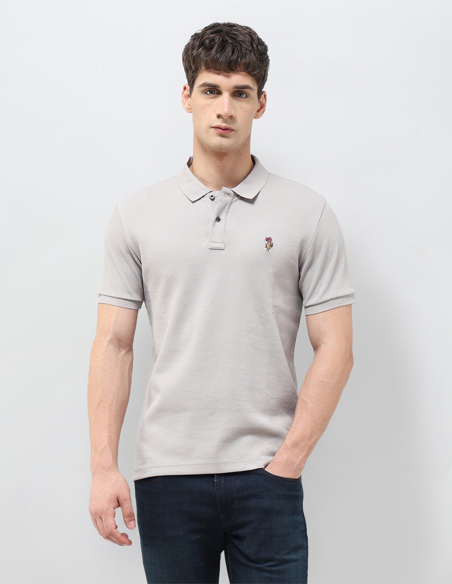 Solid Monochrome Polo Shirt Light Grey - U.S. POLO ASSN. | Large