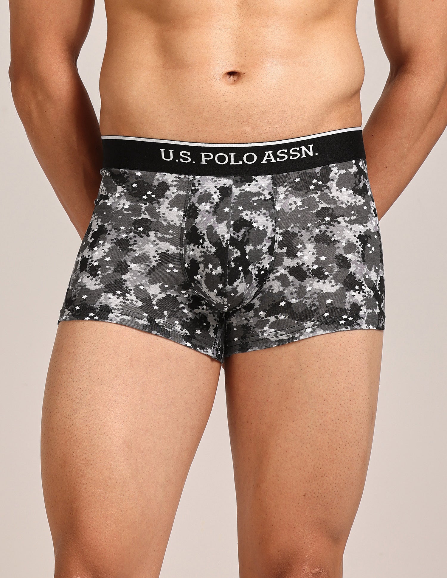 Mid Rise Printed OET24 Trunks - Pack Of 3 Blue, Navy, Blue - U.S. Polo Assn. India | Large