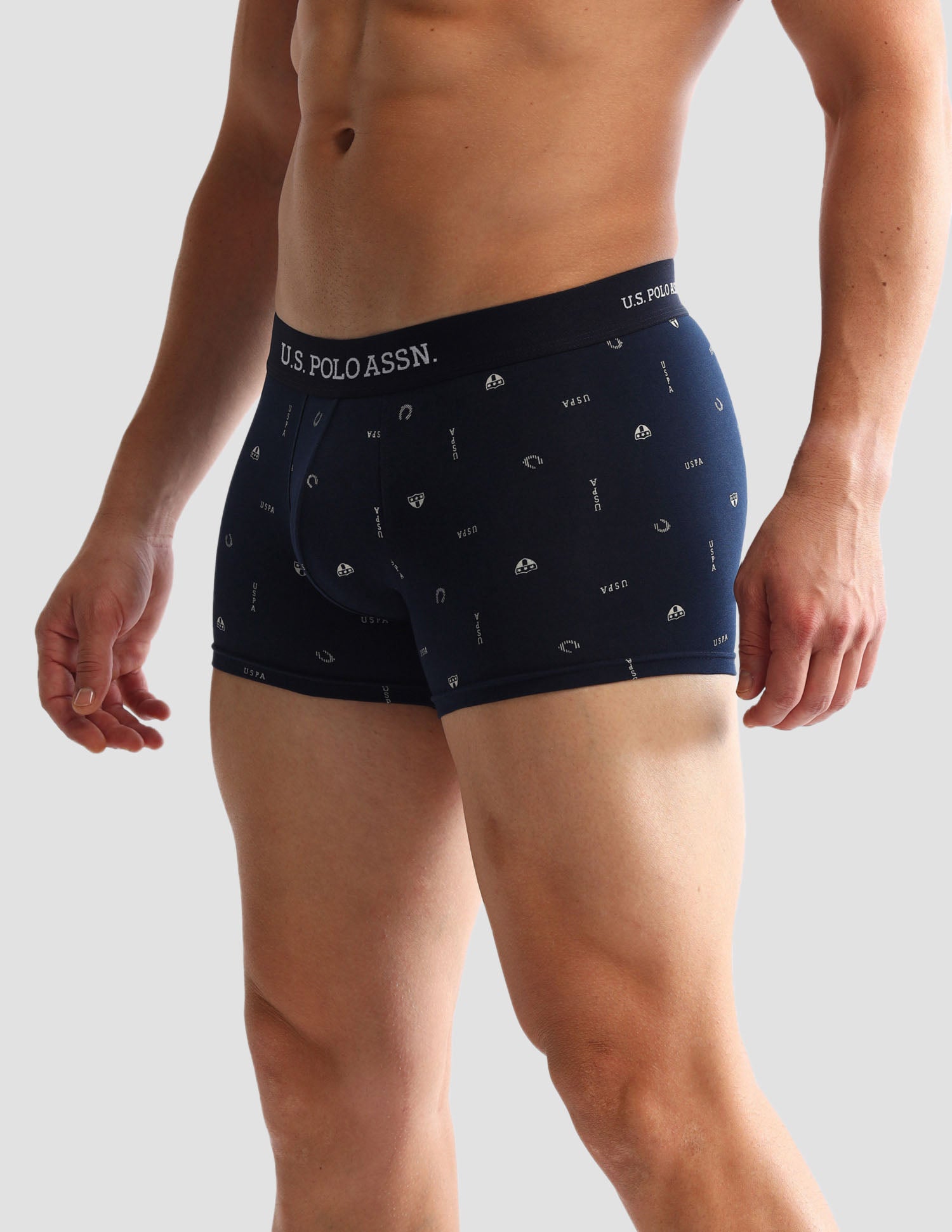 Anti Microbial Printed OET14 Trunks - Pack Of 3 Navy, Grey Melange and Navy - U.S. POLO ASSN. | Large