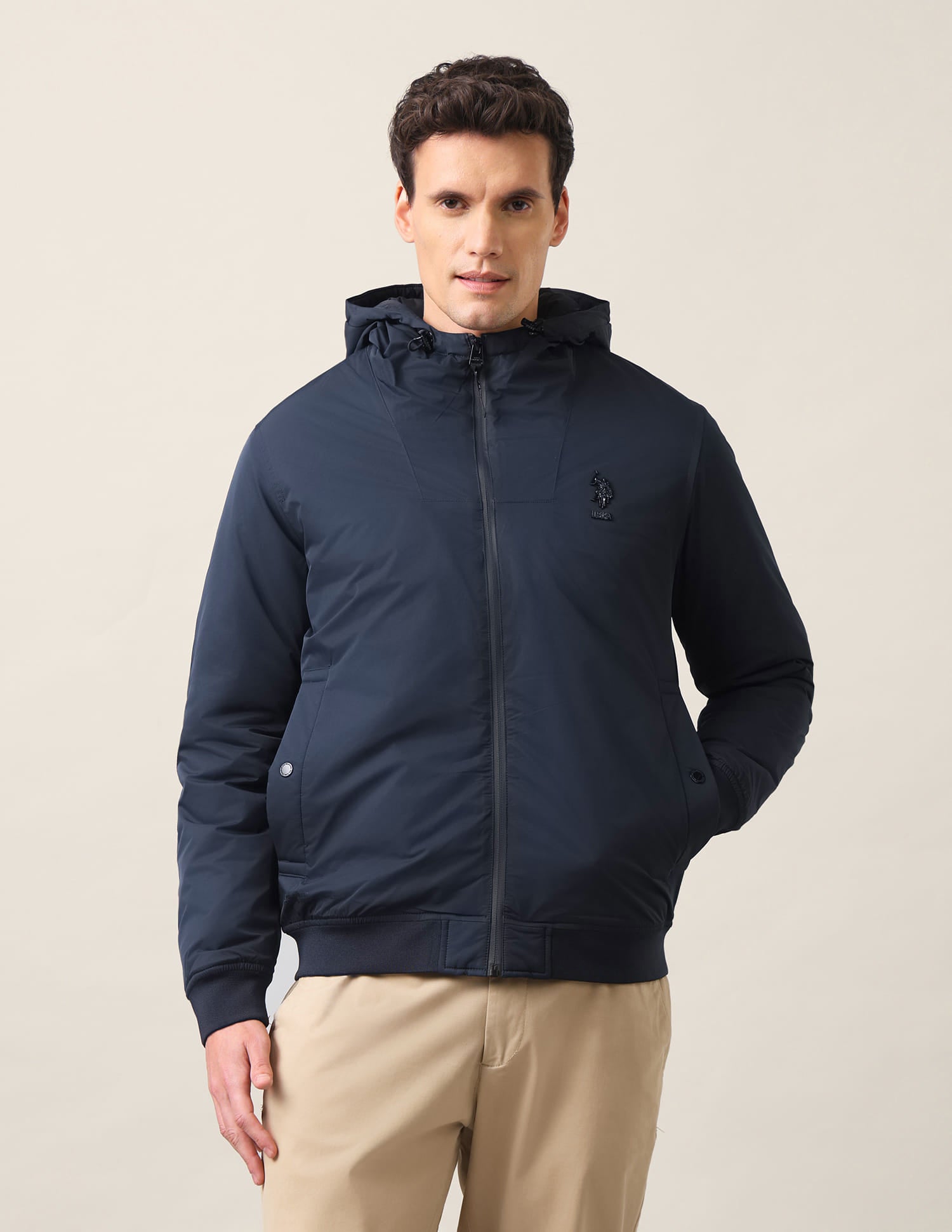 Colour blocked Regular Fit Jacket Navy - U.S. Polo Assn. India | Large