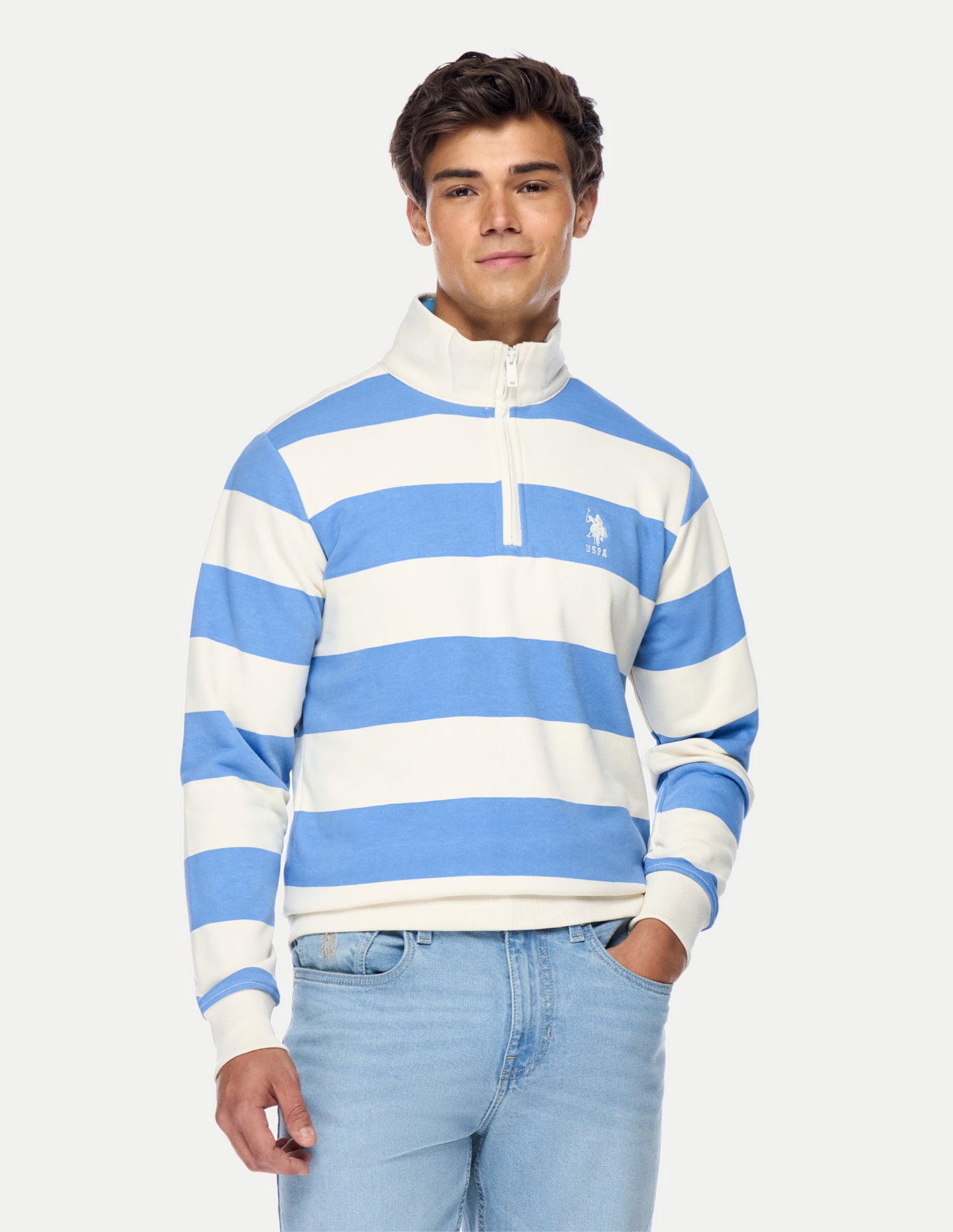 Horizontal Striped Regular Fit Sweatshirt Blue - U.S. Polo Assn. India | Large