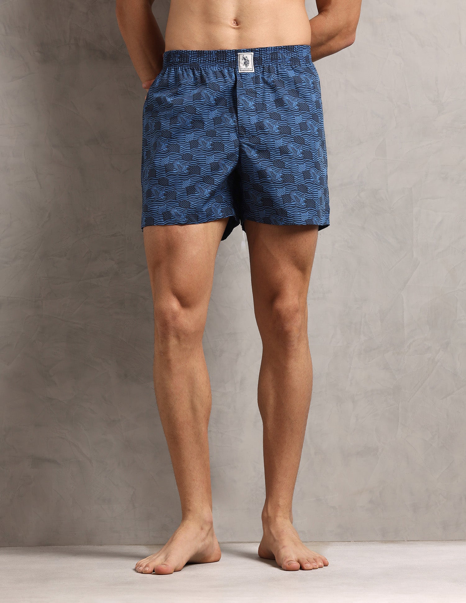 Pure Cotton Printed I657-PR Boxers - Pack Of 1 Blue Eagle - U.S. Polo Assn. India | Large
