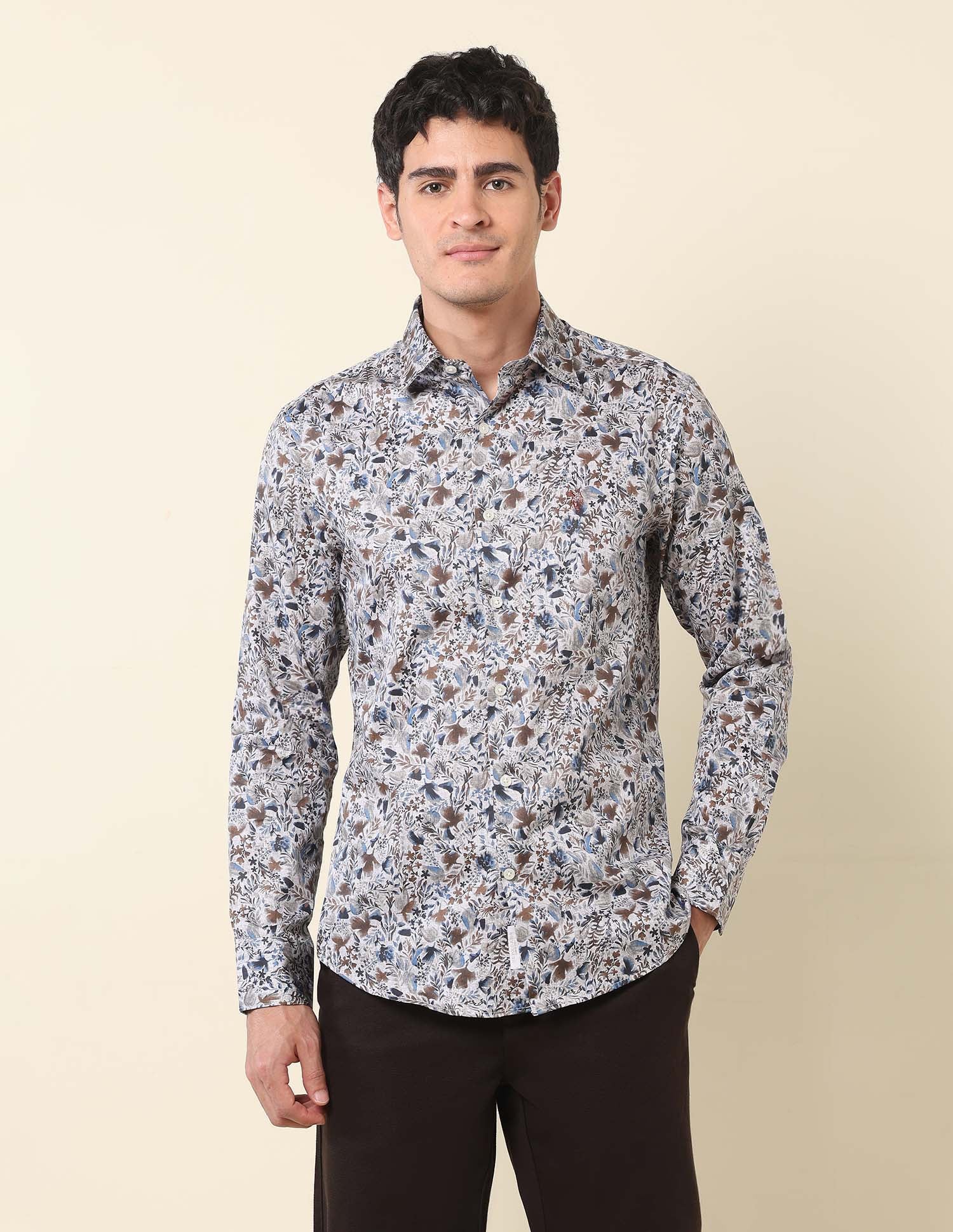 Floral Printed Tailored Fit Shirt Grey - U.S. Polo Assn. India | Large