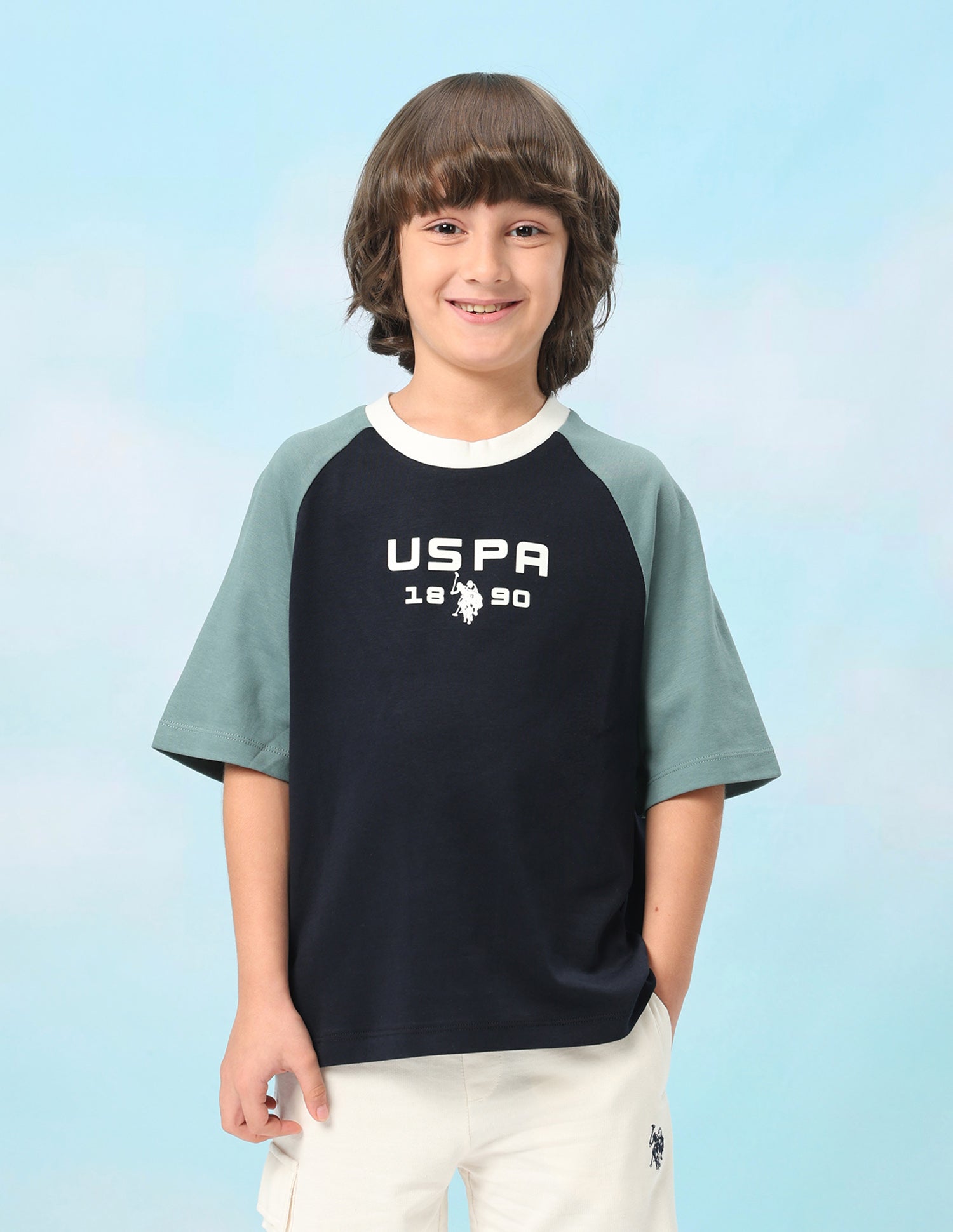 Colour Blocked Oversized Fit T-Shirt Navy - U.S. Polo Assn. India | Large