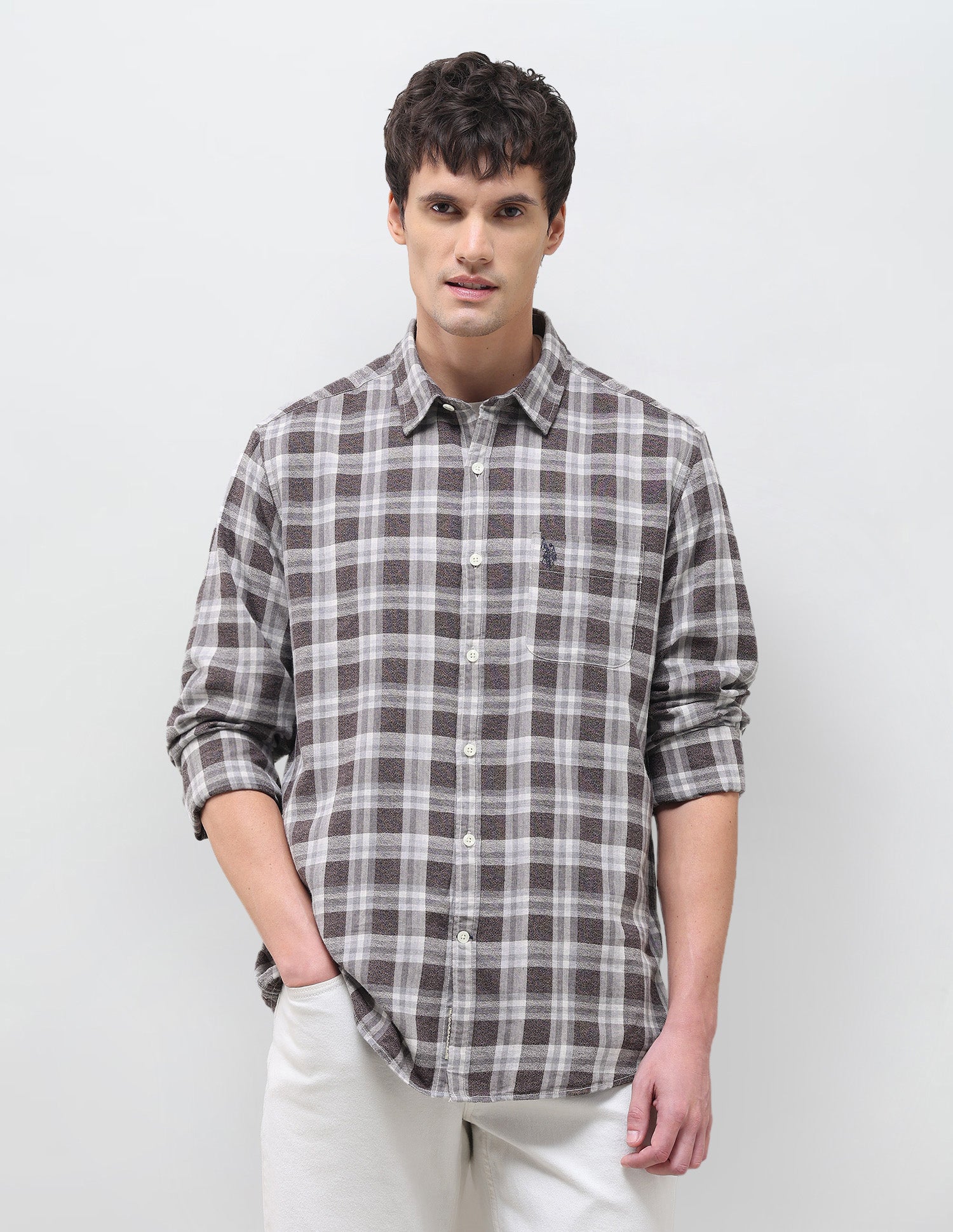 Tartan Checked Regular Fit Shirt Brown - U.S. Polo Assn. India | Large