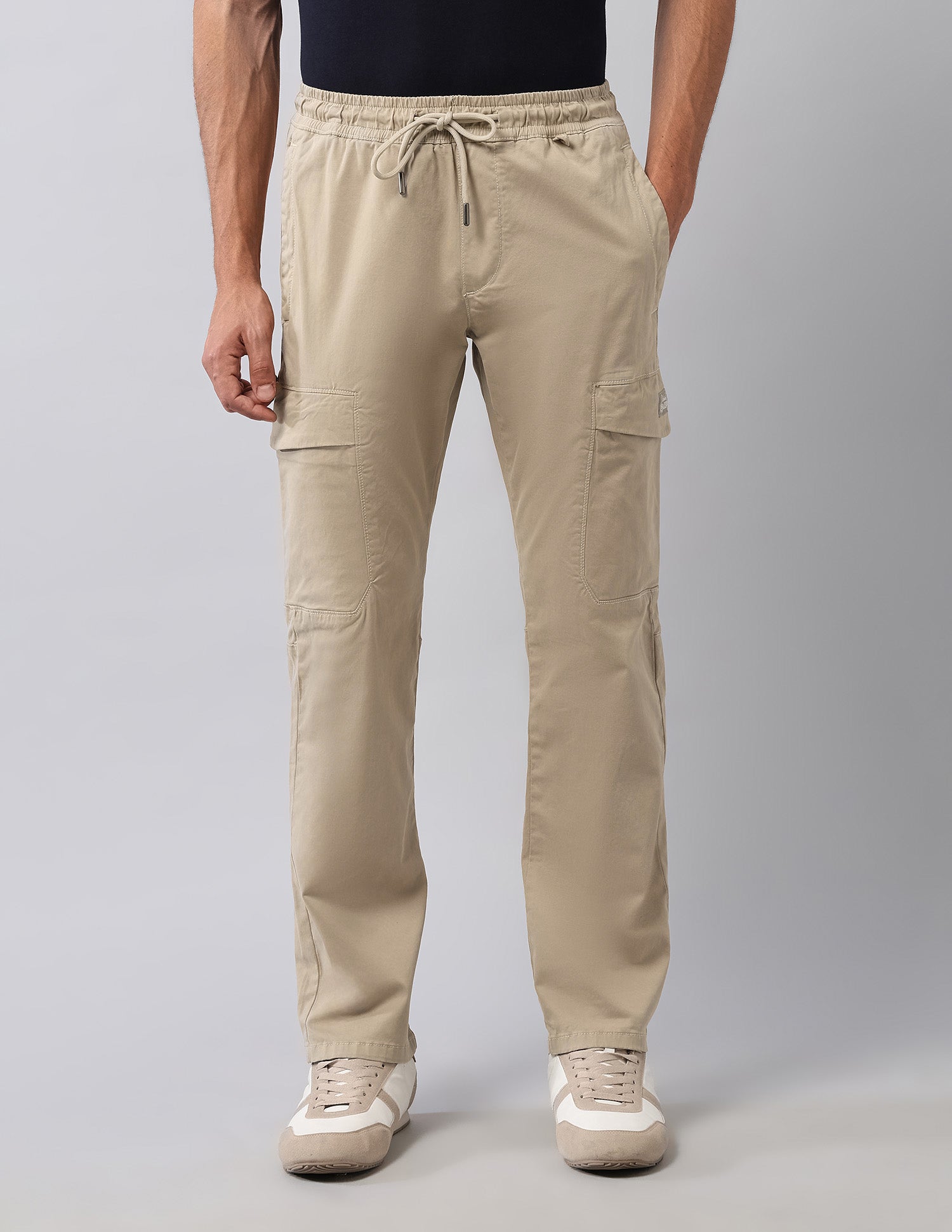 Solid Straight Fit Cargos Beige - U.S. Polo Assn. India | Large