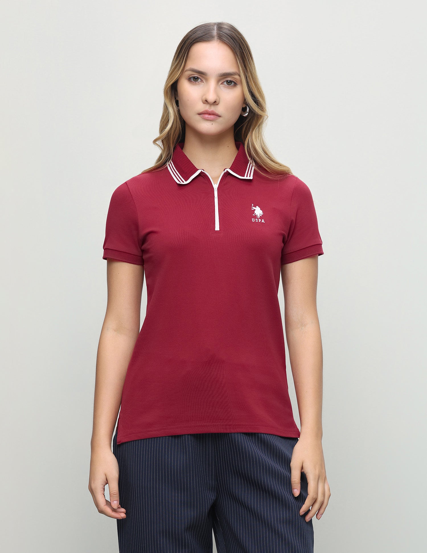 Solid Regular Fit Polo Shirt Maroon - U.S. Polo Assn. India | Large