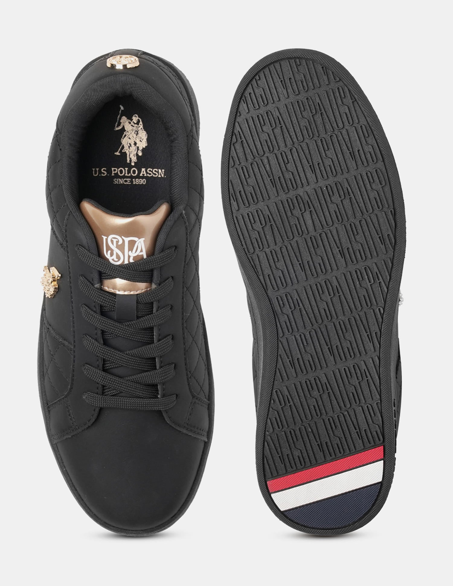 Simone 3.0 Black Quilting Detail Sneakers Shoes Black - U.S. Polo Assn. India | Large