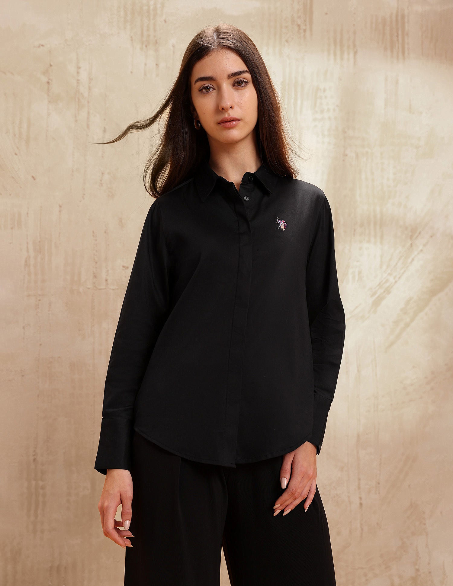 Regular Fit Solid Shirt Black - U.S. POLO ASSN. | Large