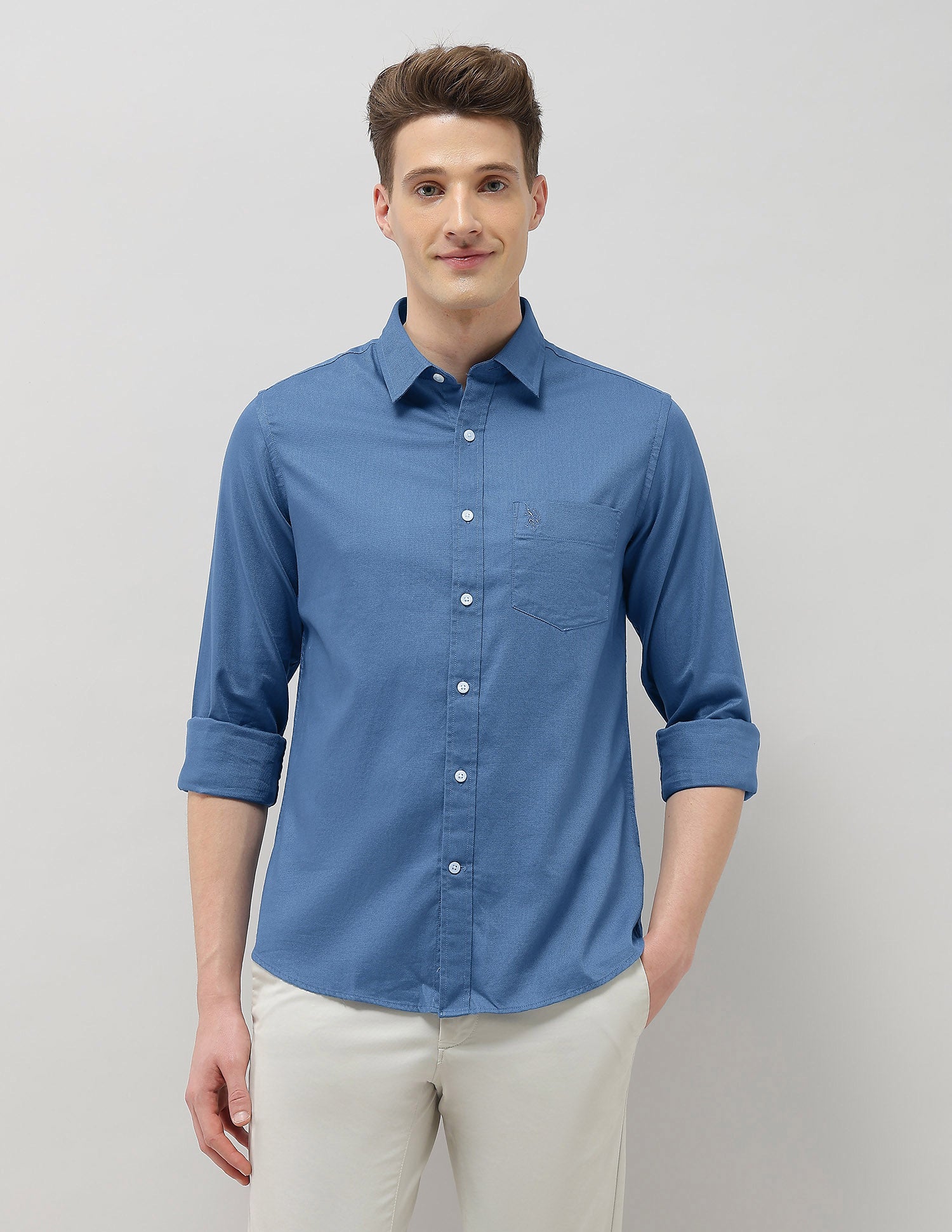 New Port Marina Dobby Shirt Teal - U.S. Polo Assn. India | Large