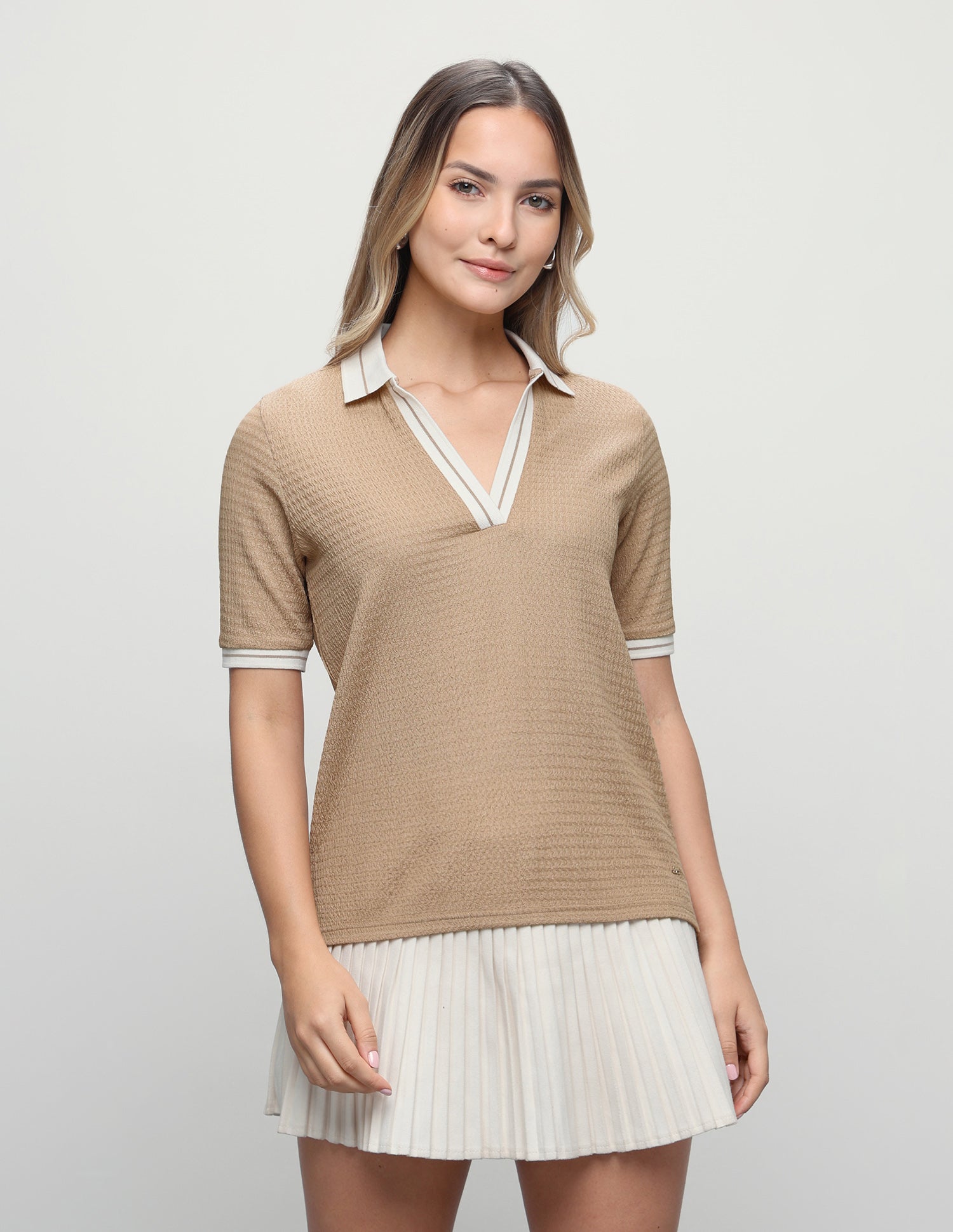 Textured Regular Fit Polo Shirt Light Brown - U.S. Polo Assn. India | Large