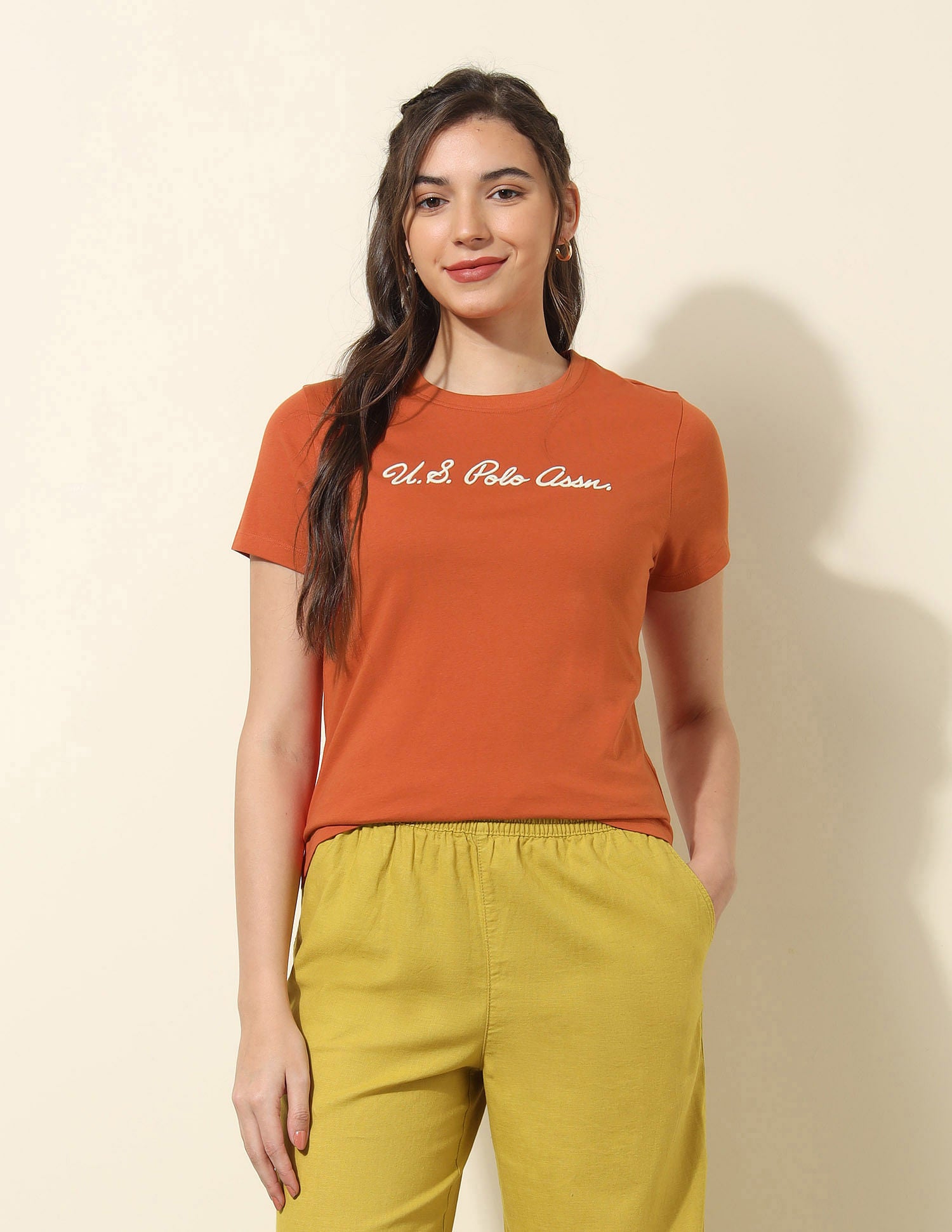 Regular Fit Brand Printed T-Shirt Brown - U.S. POLO ASSN. | Large