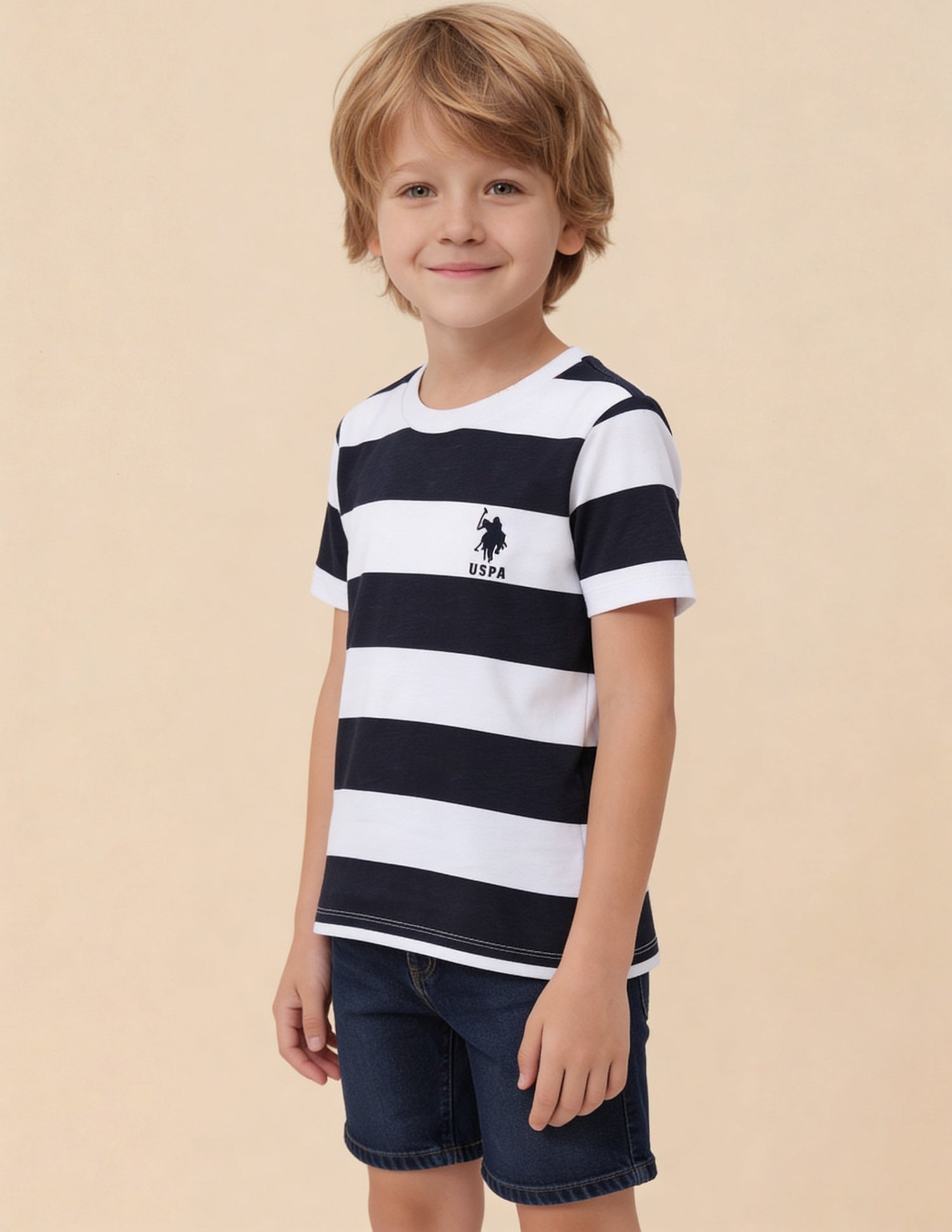Horizontal Striped And Solid Regular Fit T-Shirt - Pack Of 2 Assorted - U.S. Polo Assn. India | Large